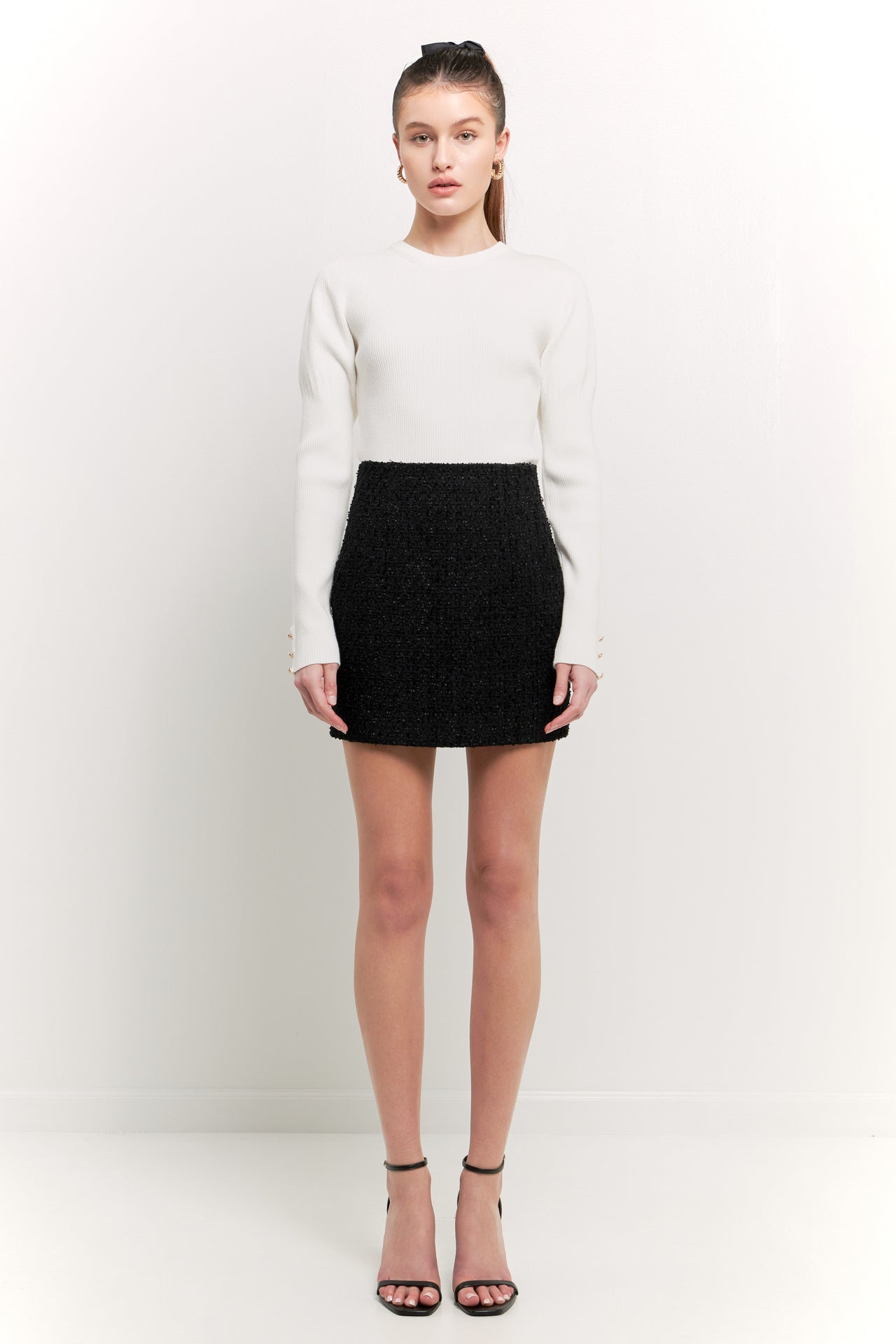 ENDLESS ROSE - High-Waisted Tweed Skirt - SKIRTS available at Objectrare