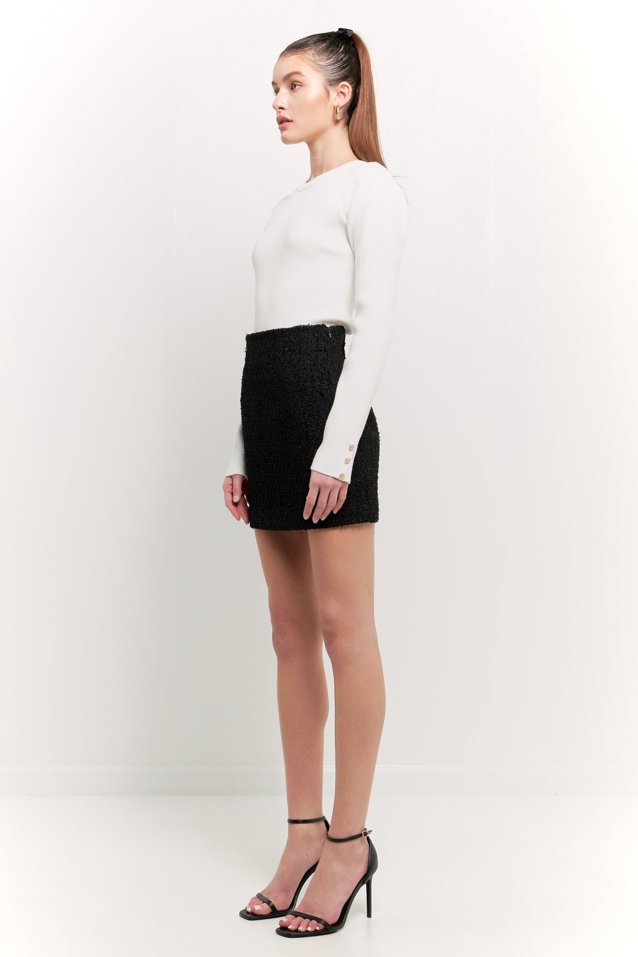 ENDLESS ROSE - High-Waisted Tweed Skirt - SKIRTS available at Objectrare