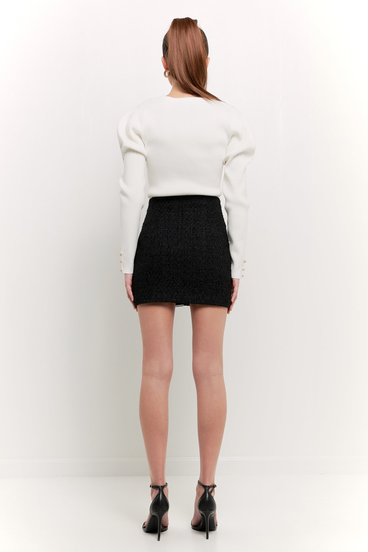 ENDLESS ROSE - High-Waisted Tweed Skirt - SKIRTS available at Objectrare