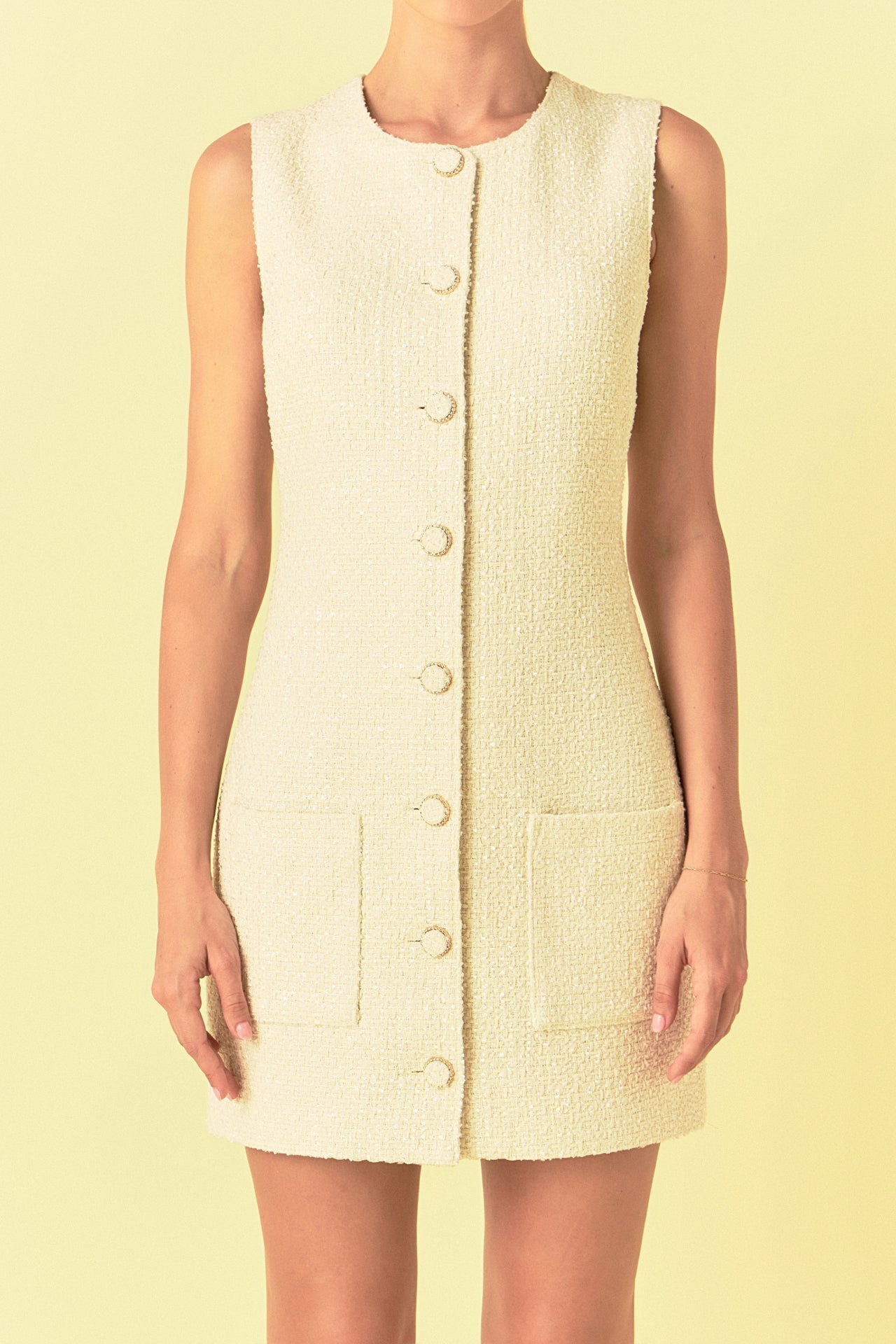 Sleeveless Tweed Mini Dress