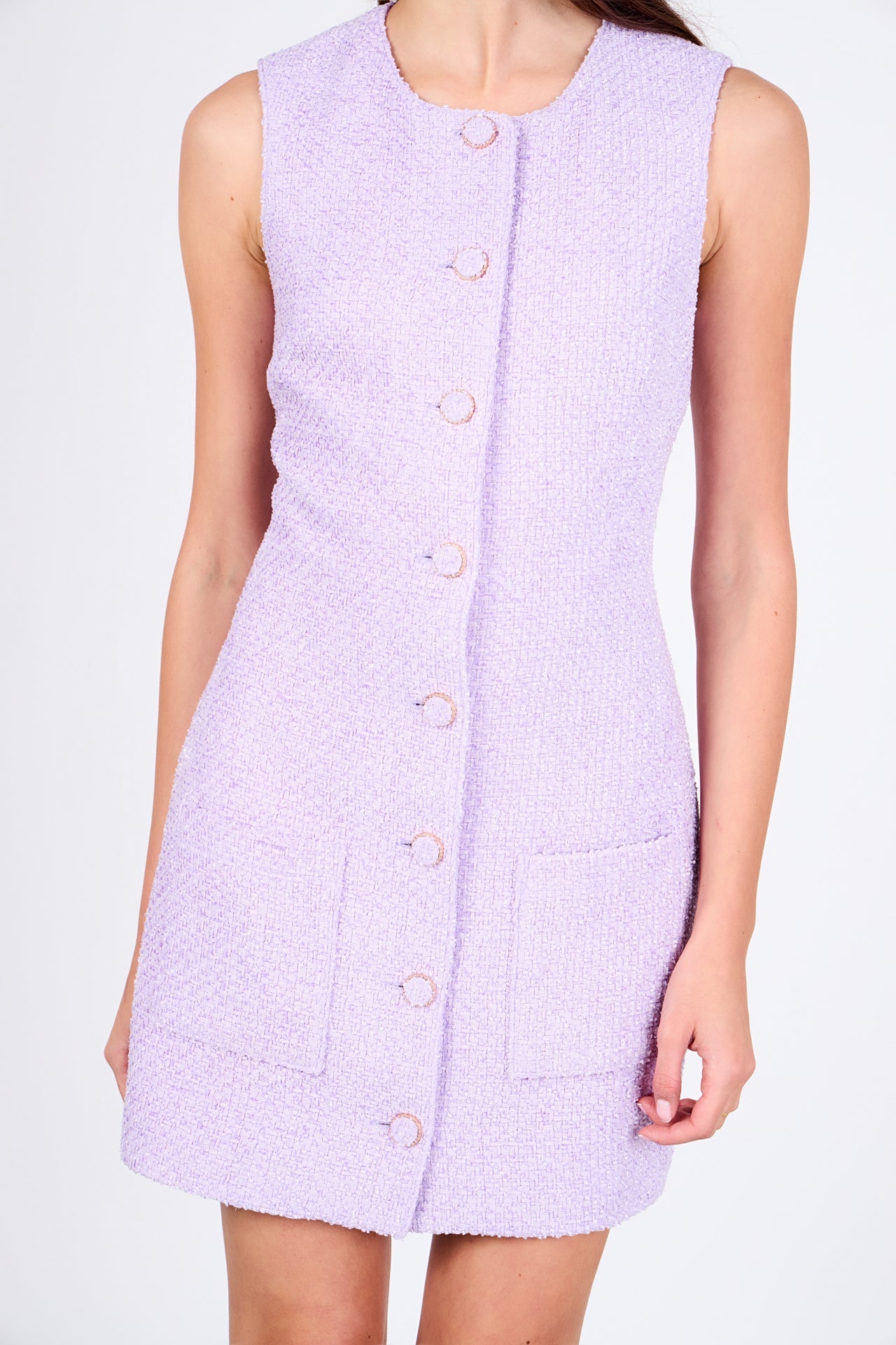 ENDLESS ROSE - Sleeveless Tweed Mini Dress - DRESSES available at Objectrare