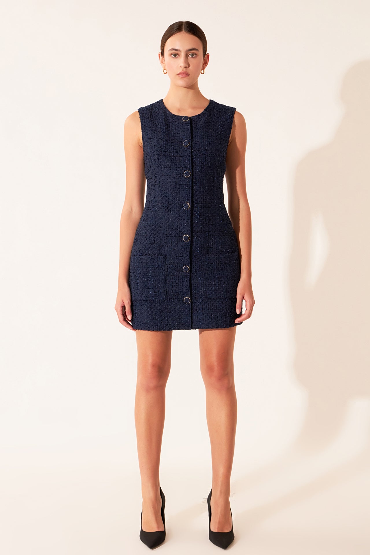 Sleeveless Tweed Mini Dress