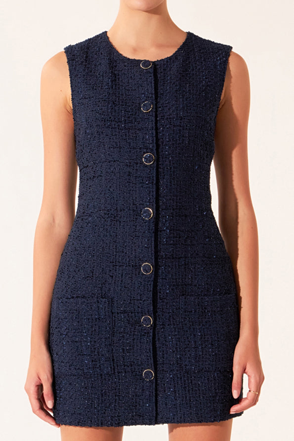 Sleeveless Tweed Mini Dress
