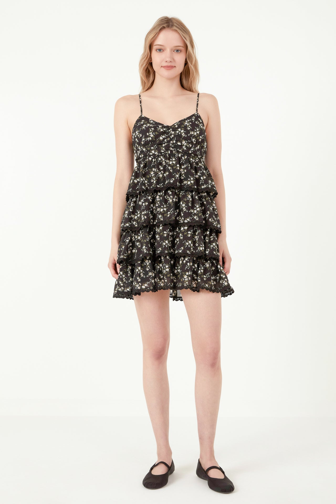 FREE THE ROSES - Floral Printed Tiered Mini Dress - DRESSES available at Objectrare
