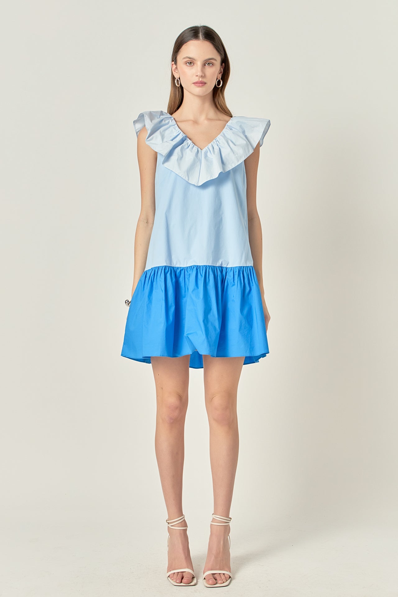 Colorblock Ruffled Shift Dress