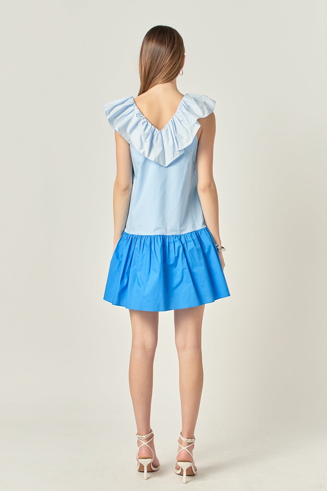 Colorblock Ruffled Shift Dress