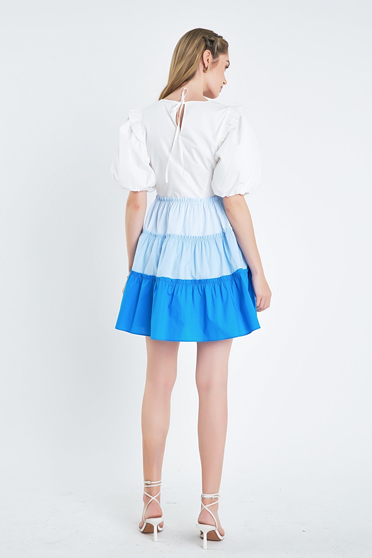 ENGLISH FACTORY - Colorblock Multi Tiered Ruffled Mini Dress - DRESSES available at Objectrare