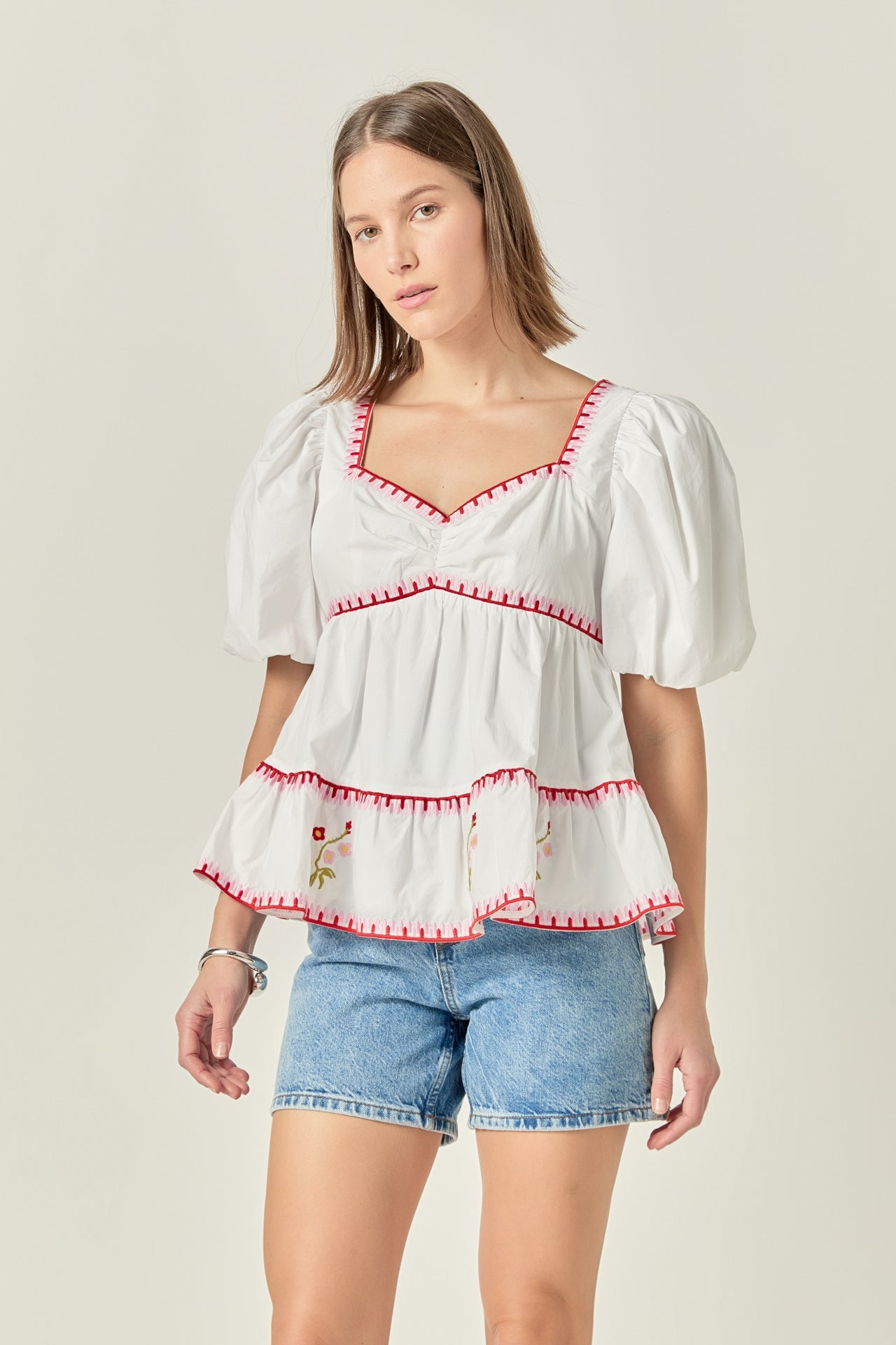 ENGLISH FACTORY - Embroidered Blouson Top - TOPS available at Objectrare