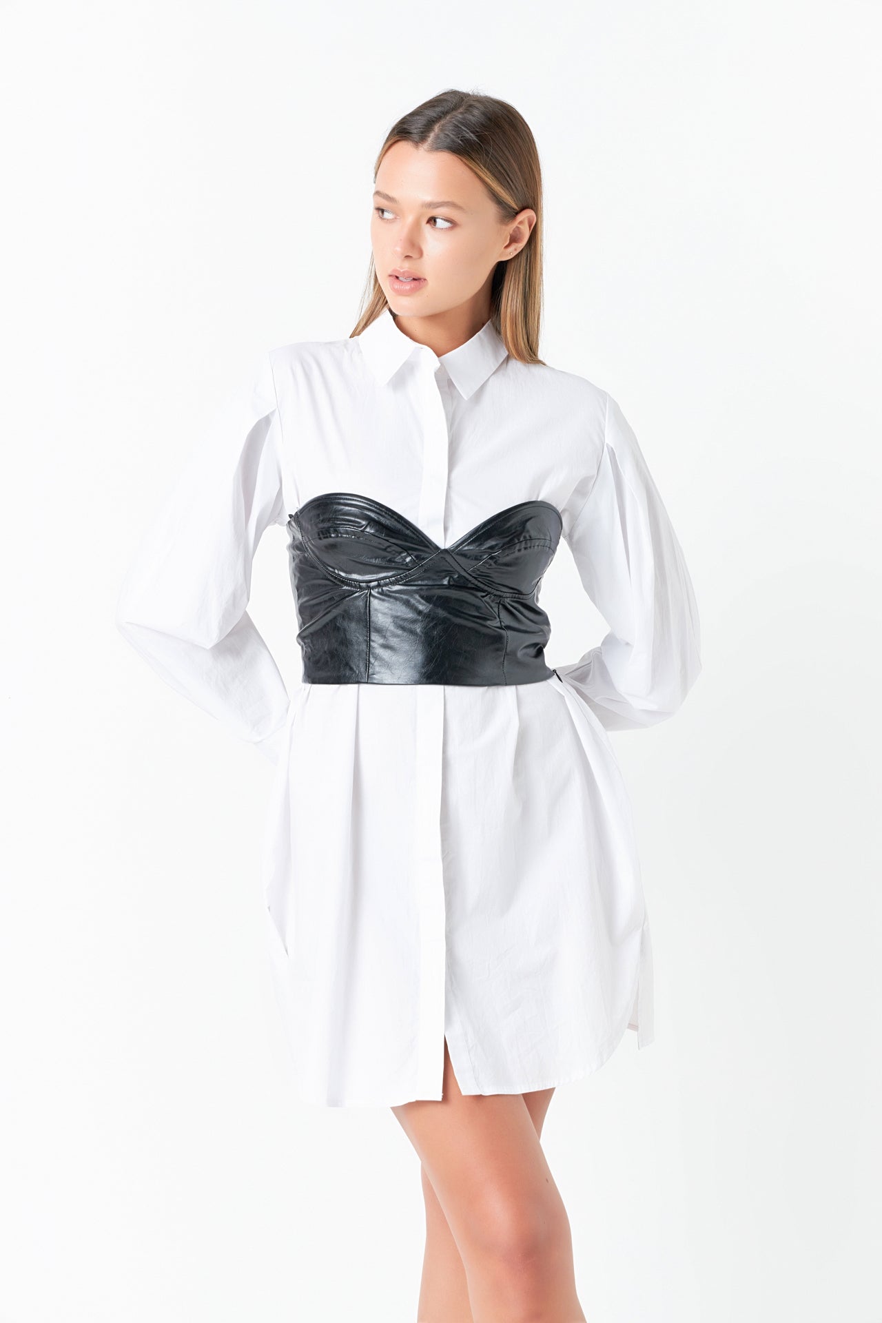 GREY LAB - Cropped Pu Bustier Top - TOPS available at Objectrare