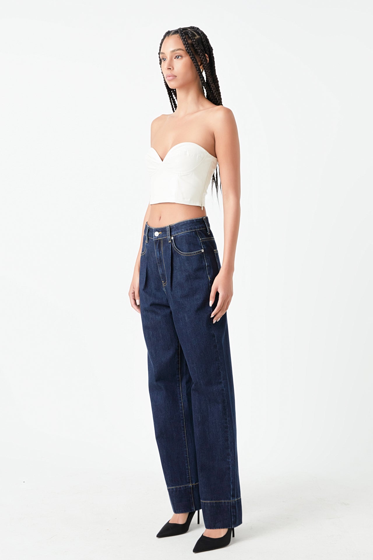 GREY LAB - Cropped Pu Bustier Top - TOPS available at Objectrare