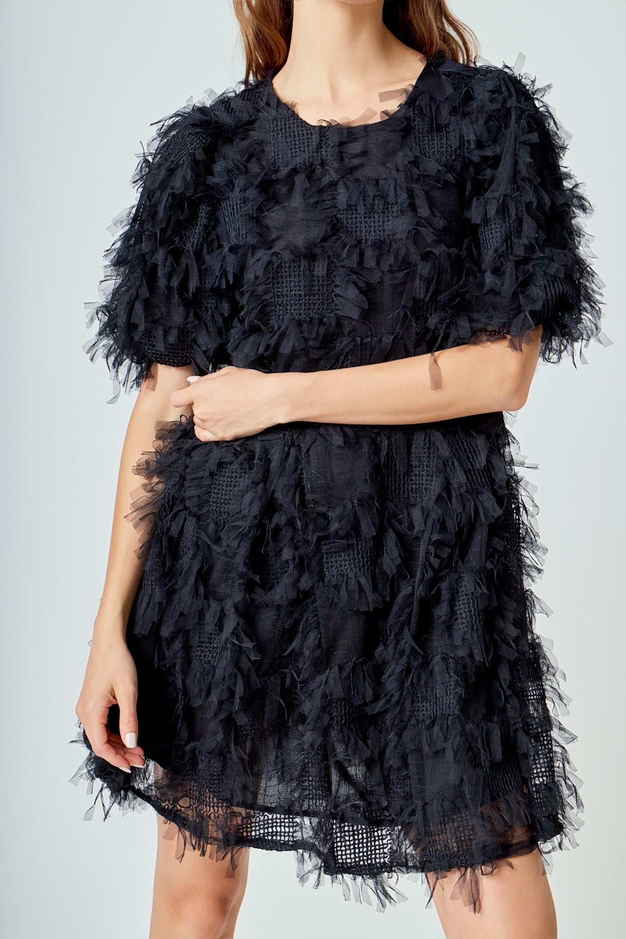 ENDLESS ROSE - Textured Mesh Mini Dress - DRESSES available at Objectrare