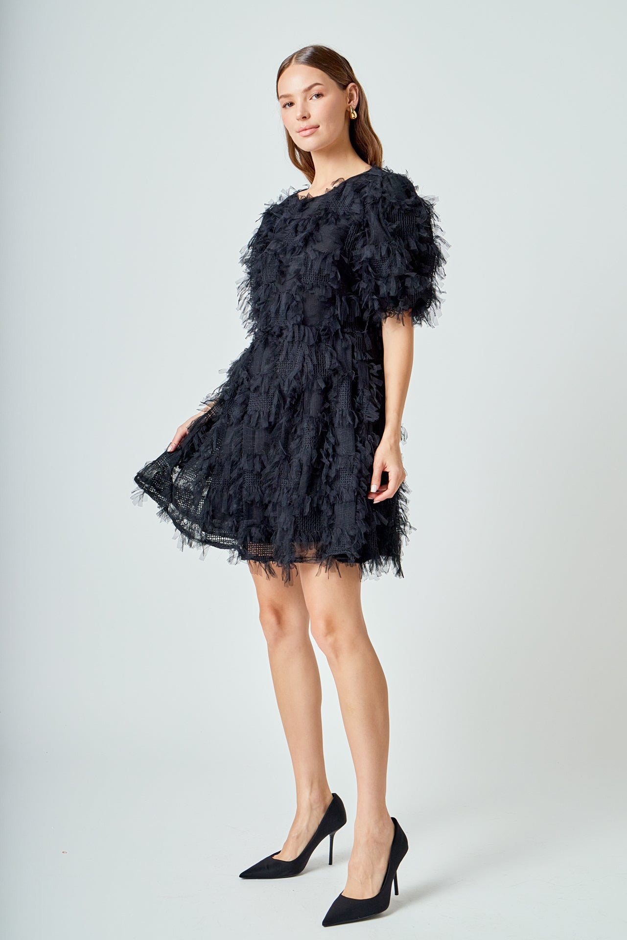 ENDLESS ROSE - Textured Mesh Mini Dress - DRESSES available at Objectrare