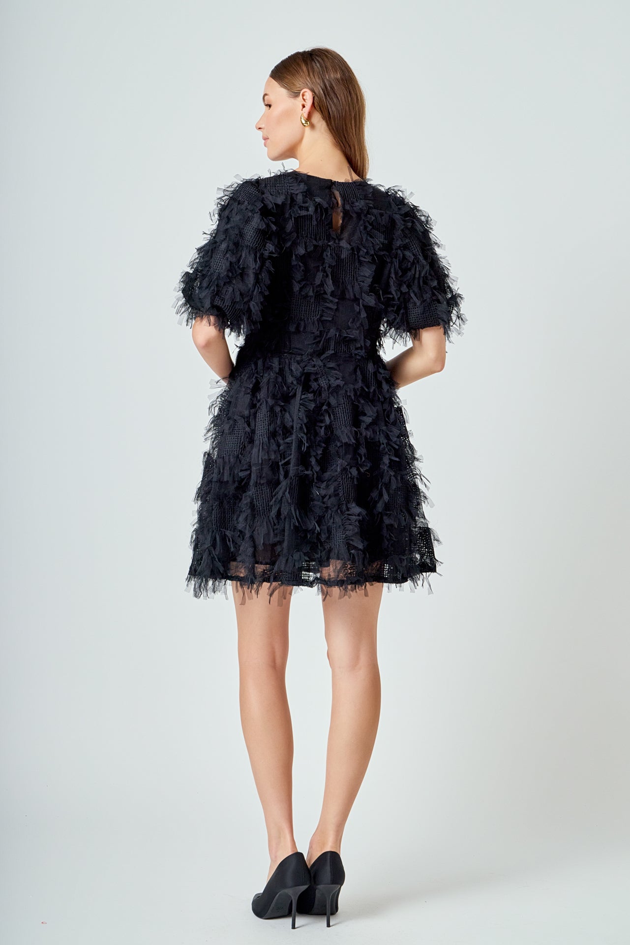 ENDLESS ROSE - Textured Mesh Mini Dress - DRESSES available at Objectrare