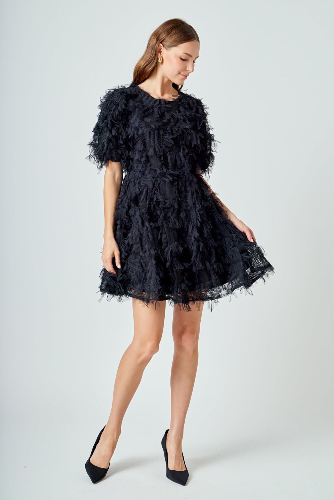 ENDLESS ROSE - Textured Mesh Mini Dress - DRESSES available at Objectrare