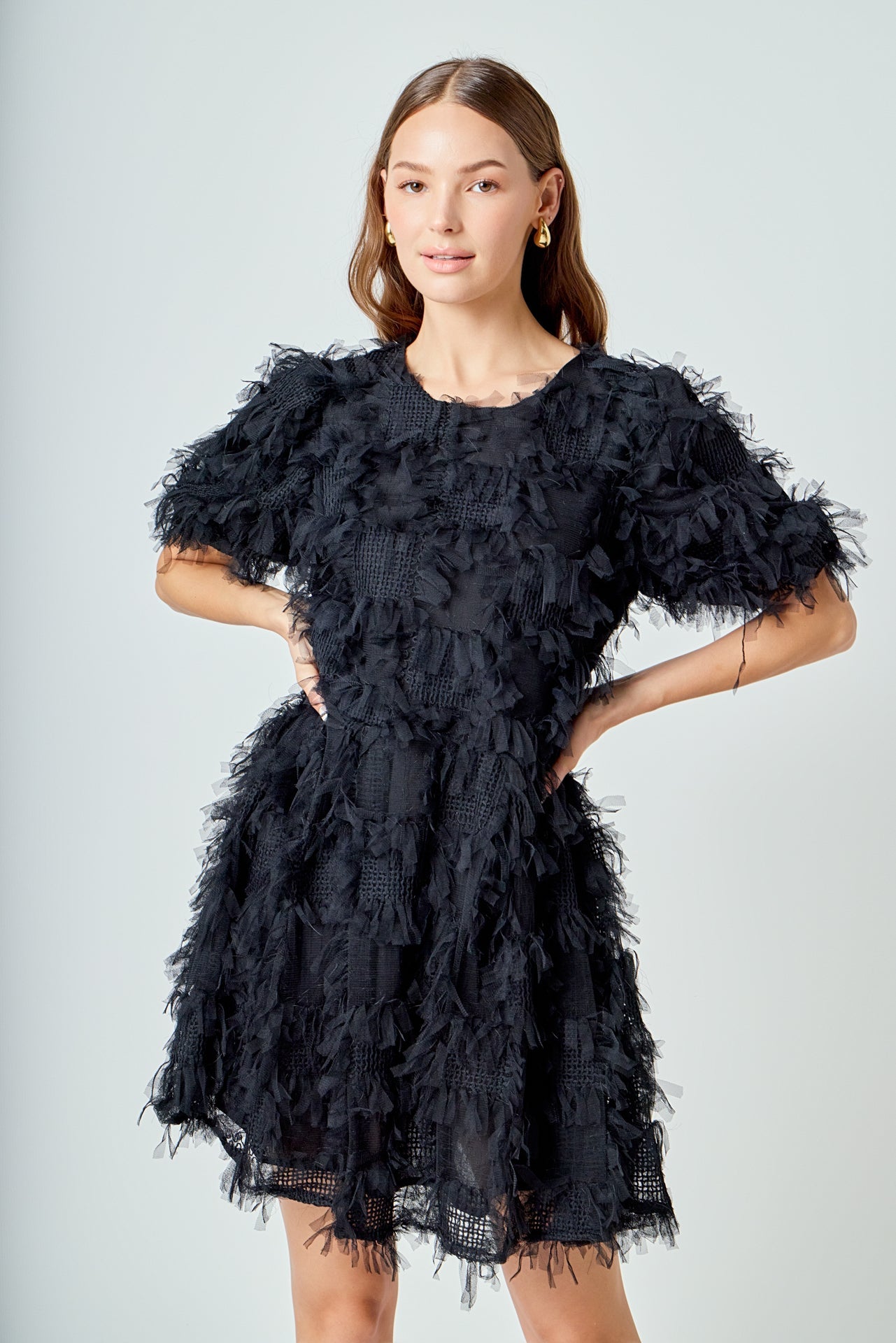 ENDLESS ROSE - Textured Mesh Mini Dress - DRESSES available at Objectrare