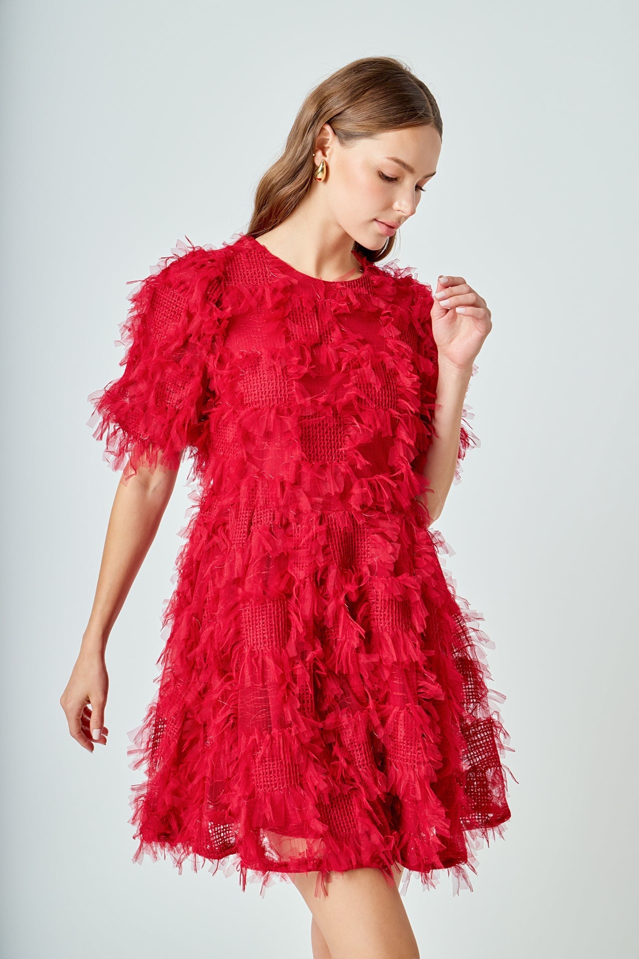 ENDLESS ROSE - Textured Mesh Mini Dress - DRESSES available at Objectrare