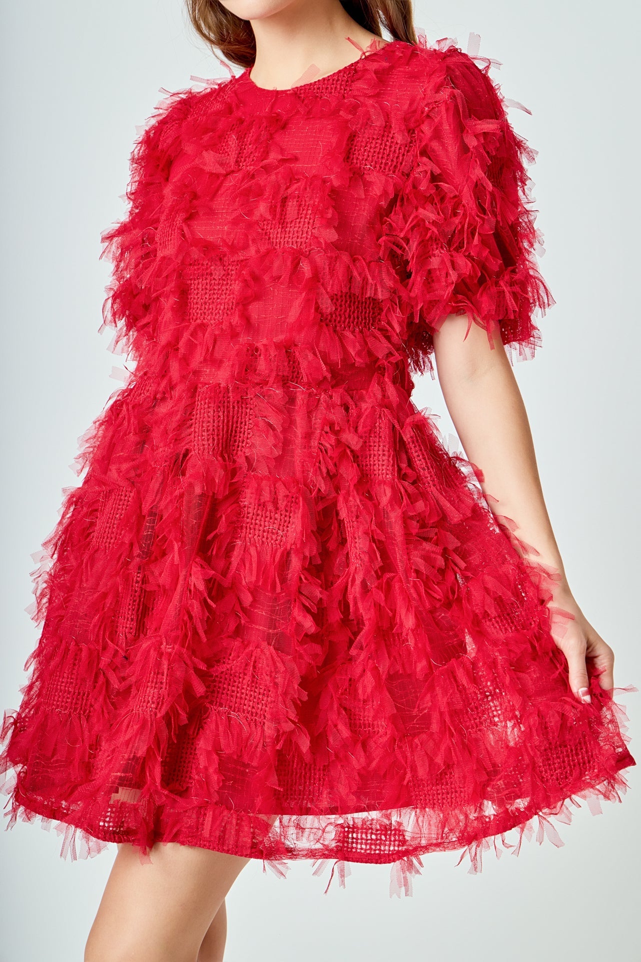ENDLESS ROSE - Textured Mesh Mini Dress - DRESSES available at Objectrare