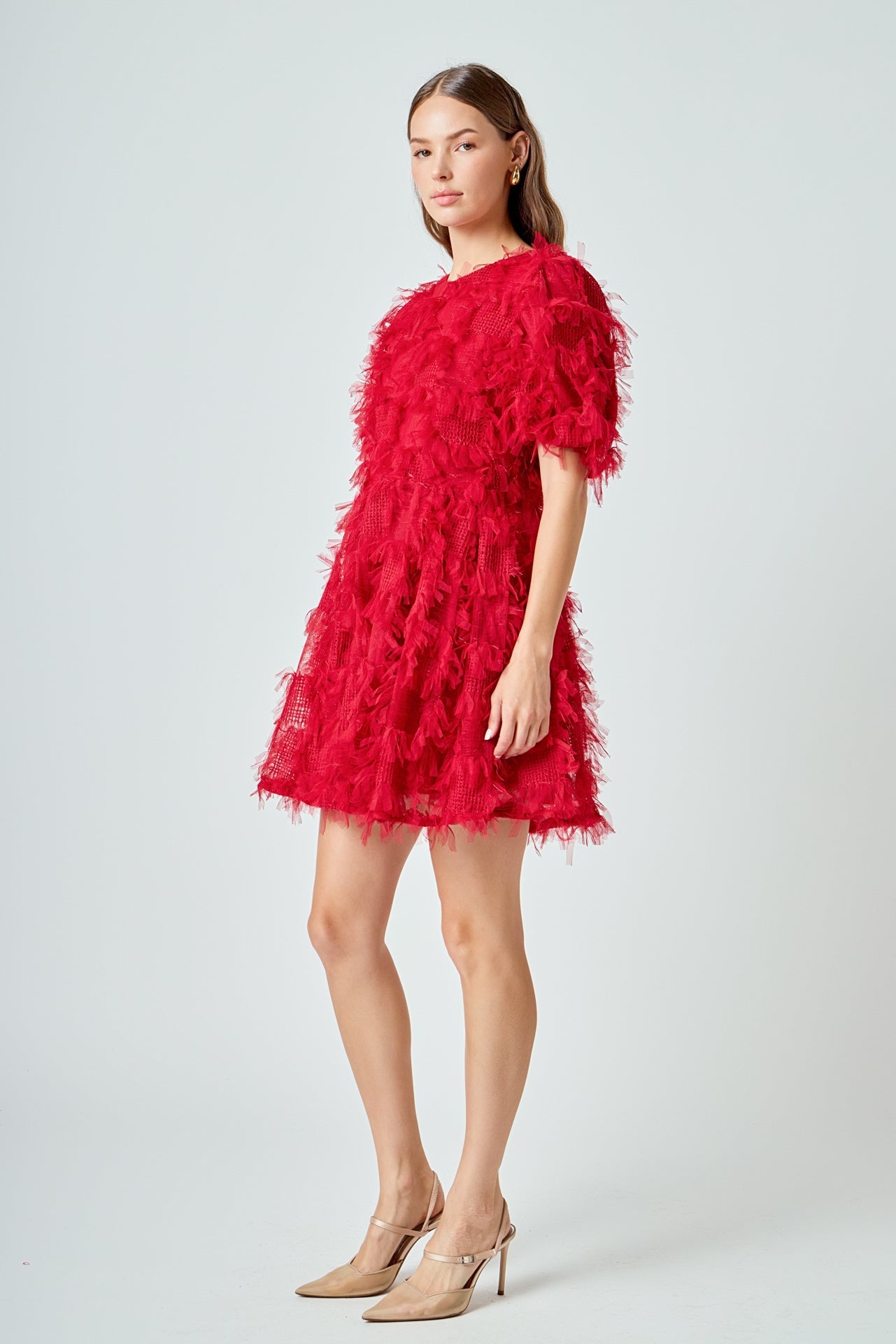 ENDLESS ROSE - Textured Mesh Mini Dress - DRESSES available at Objectrare