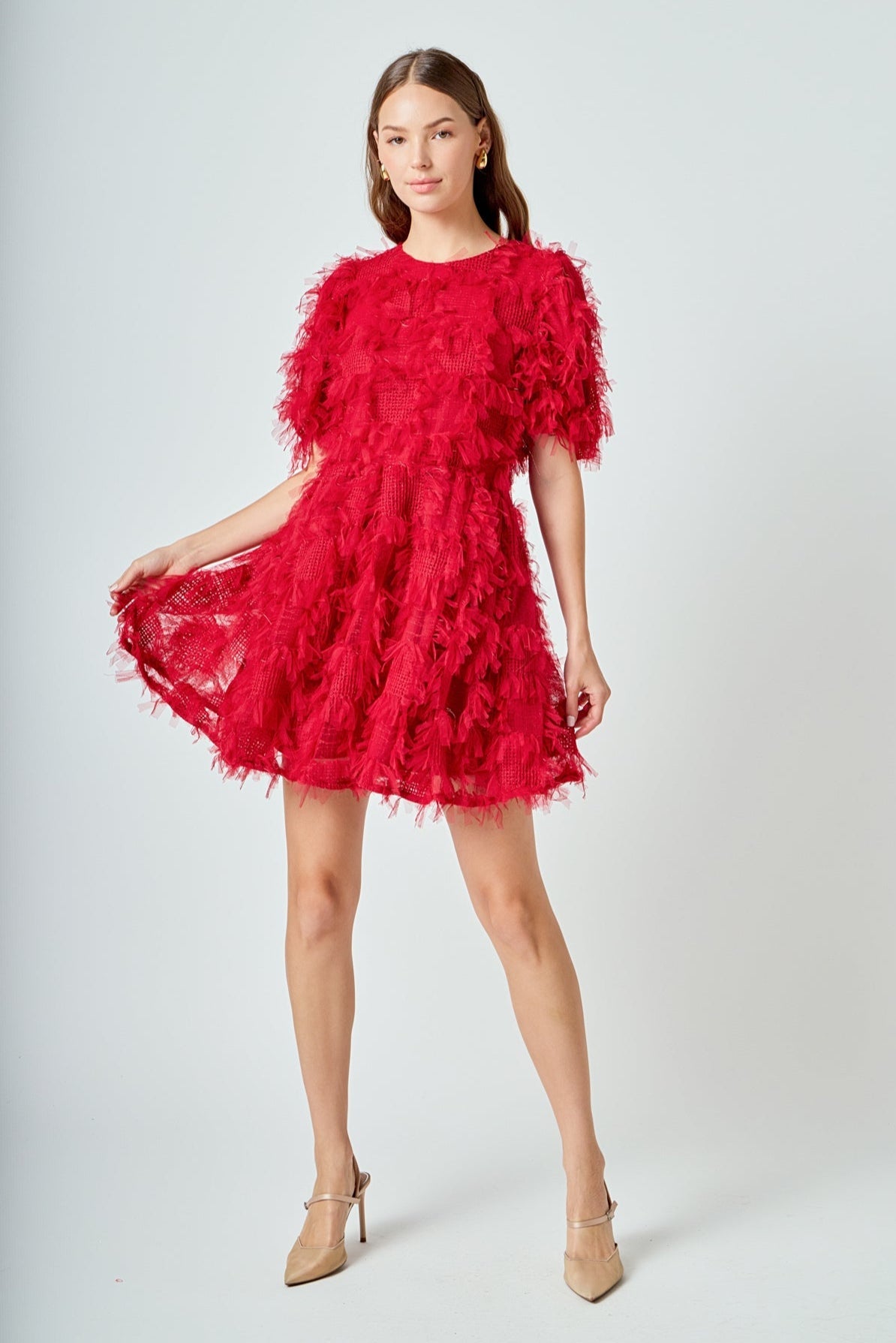 ENDLESS ROSE - Textured Mesh Mini Dress - DRESSES available at Objectrare