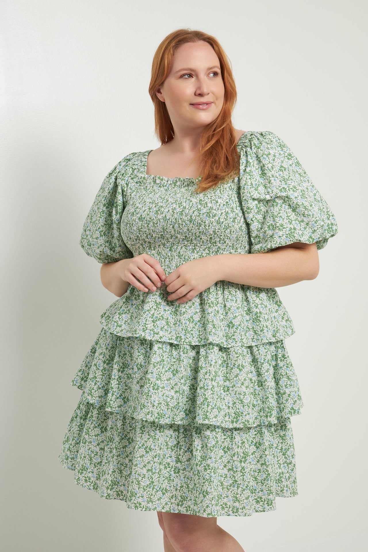 ENGLISH FACTORY - Crinkled Floral Linen Smocked Tiered Mini Dress - DRESSES available at Objectrare