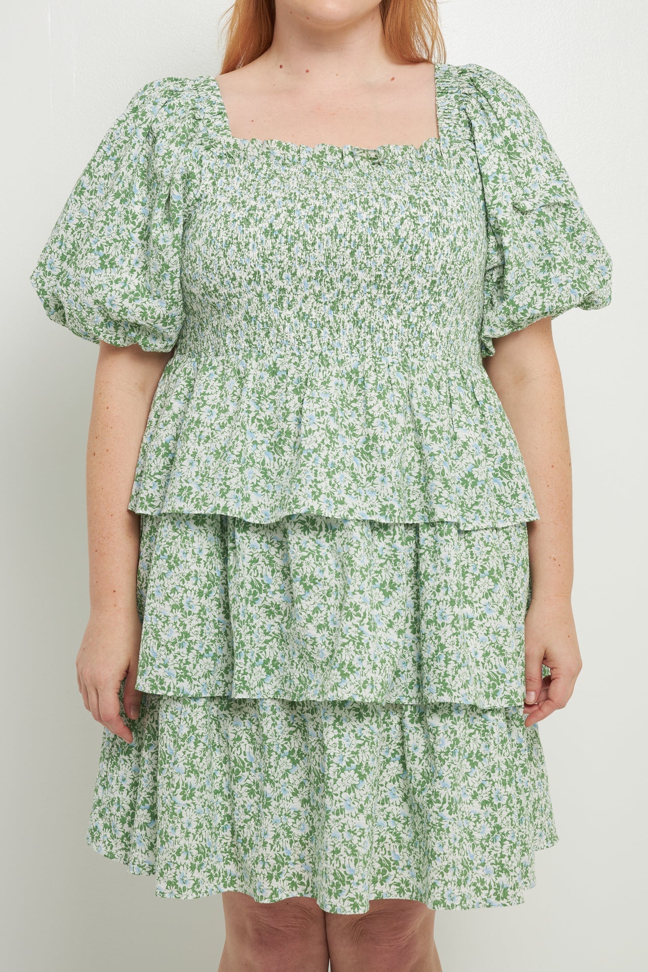 ENGLISH FACTORY - Crinkled Floral Linen Smocked Tiered Mini Dress - DRESSES available at Objectrare
