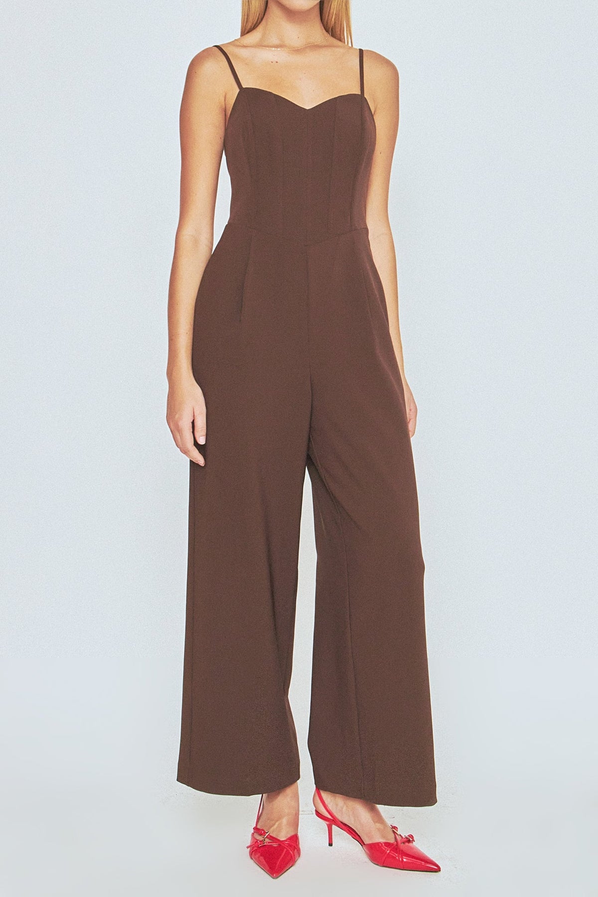 ENDLESS ROSE - Adjustable Bustier Wide Leg Jumpsuit - JUMPSUITS available at Objectrare