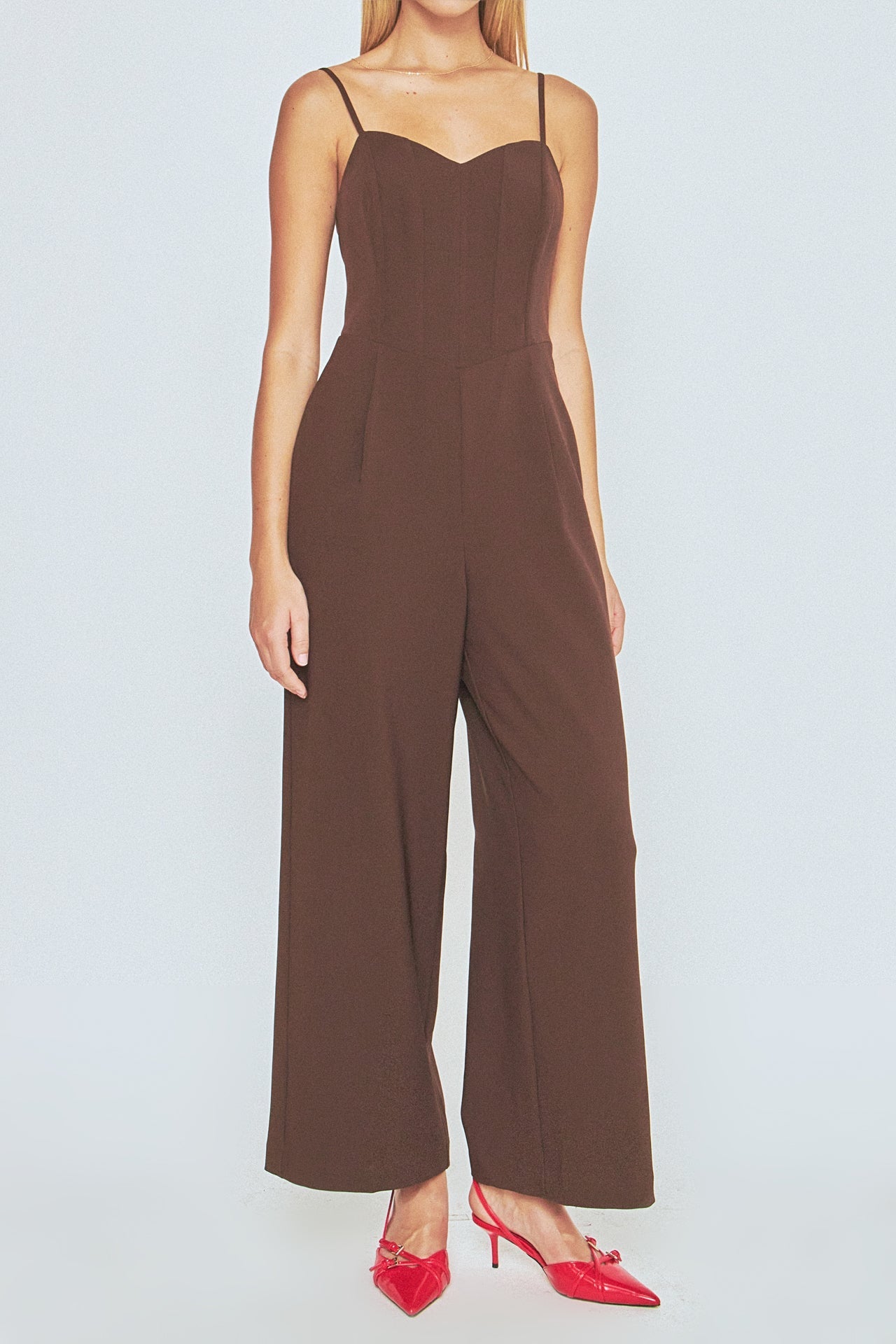 ENDLESS ROSE - Adjustable Bustier Wide Leg Jumpsuit - JUMPSUITS available at Objectrare