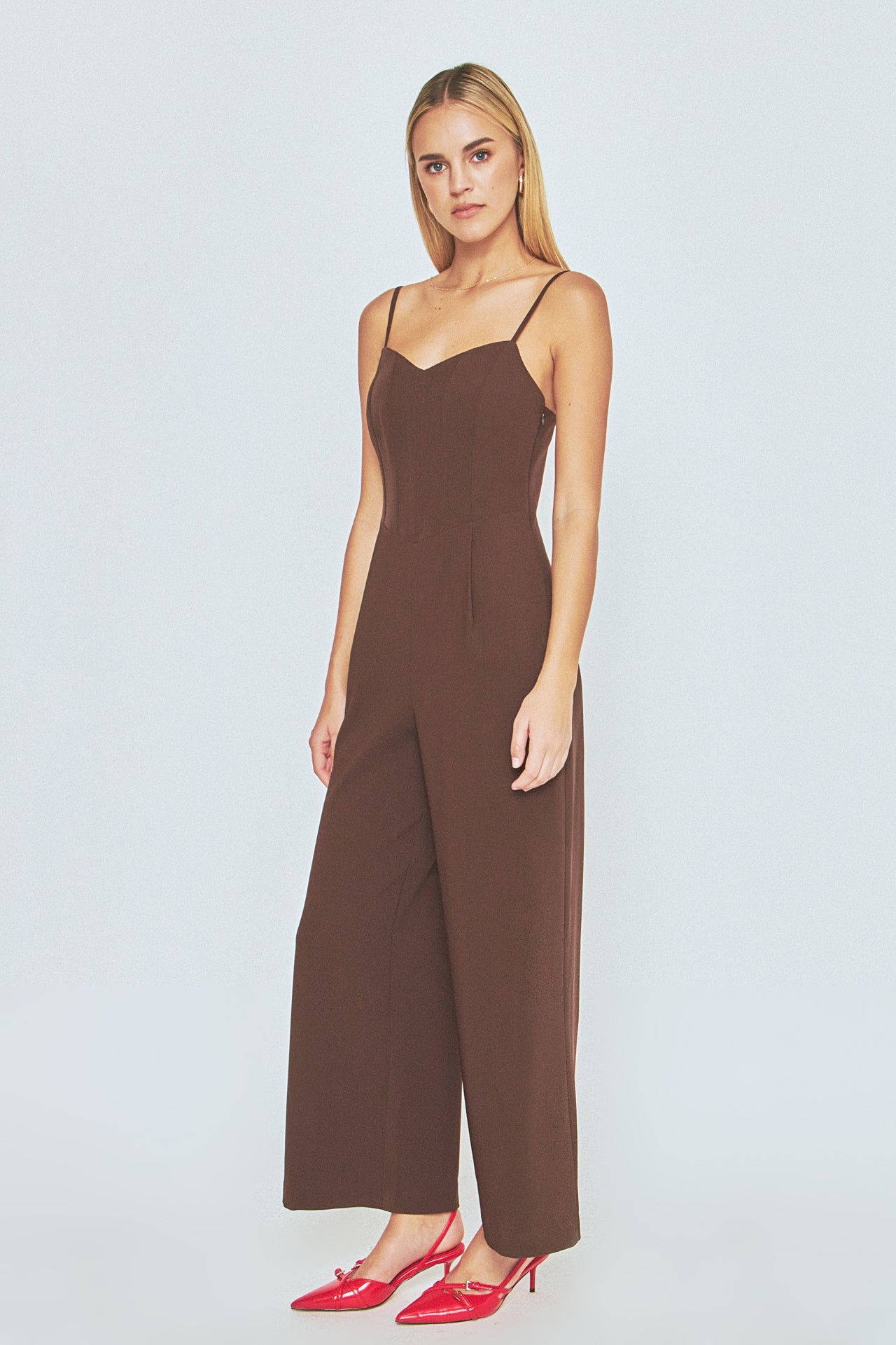ENDLESS ROSE - Adjustable Bustier Wide Leg Jumpsuit - JUMPSUITS available at Objectrare