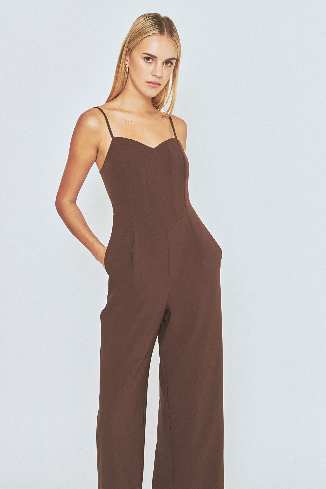ENDLESS ROSE - Adjustable Bustier Wide Leg Jumpsuit - JUMPSUITS available at Objectrare