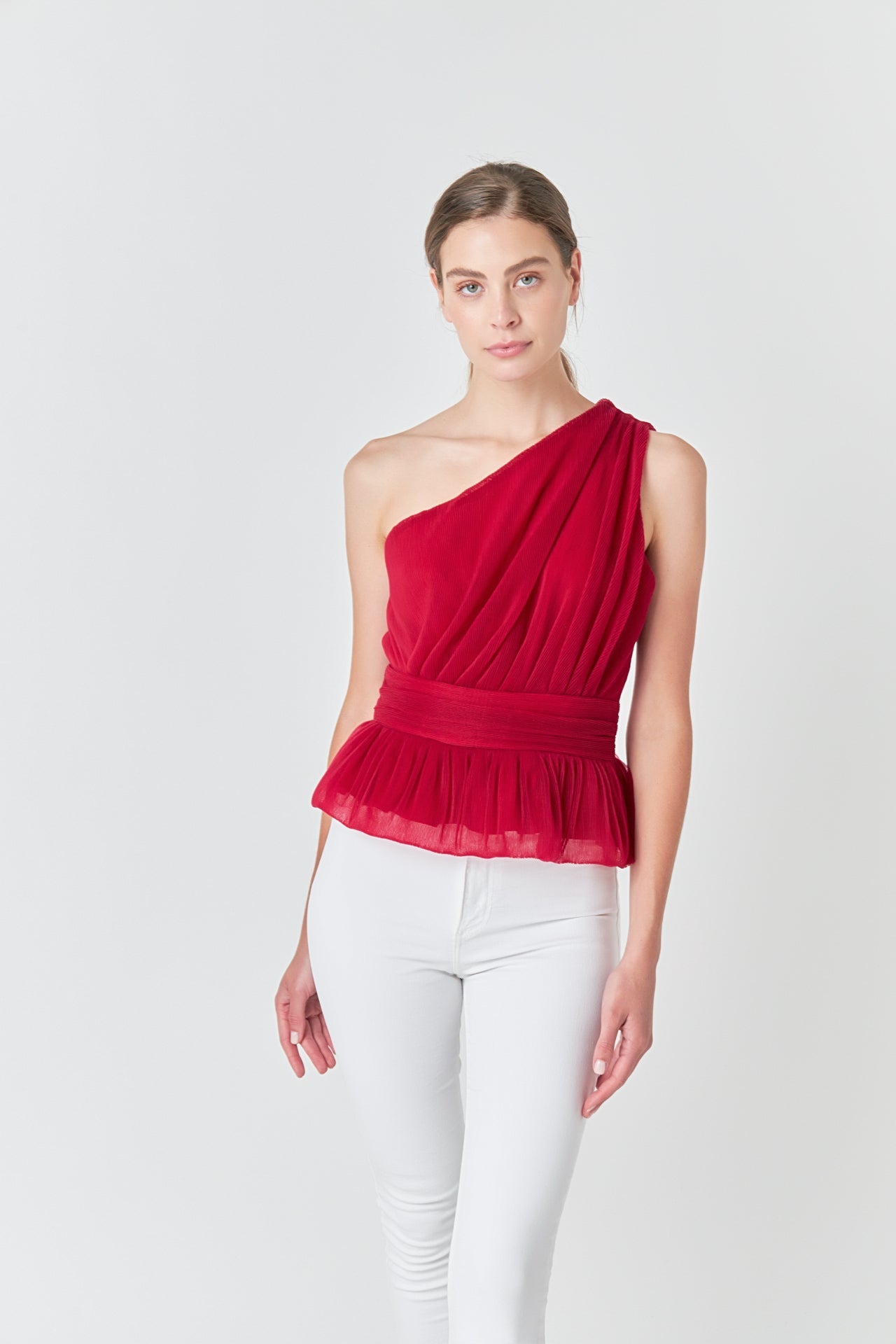 ENDLESS ROSE - Tulle One Shoulder Top - TOPS available at Objectrare