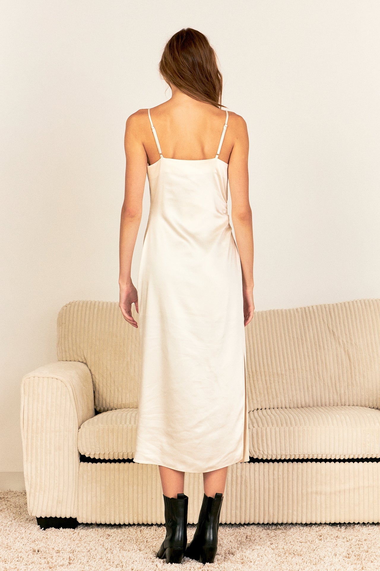 ENDLESS ROSE - Satin Wrap Midi Dress - DRESSES available at Objectrare
