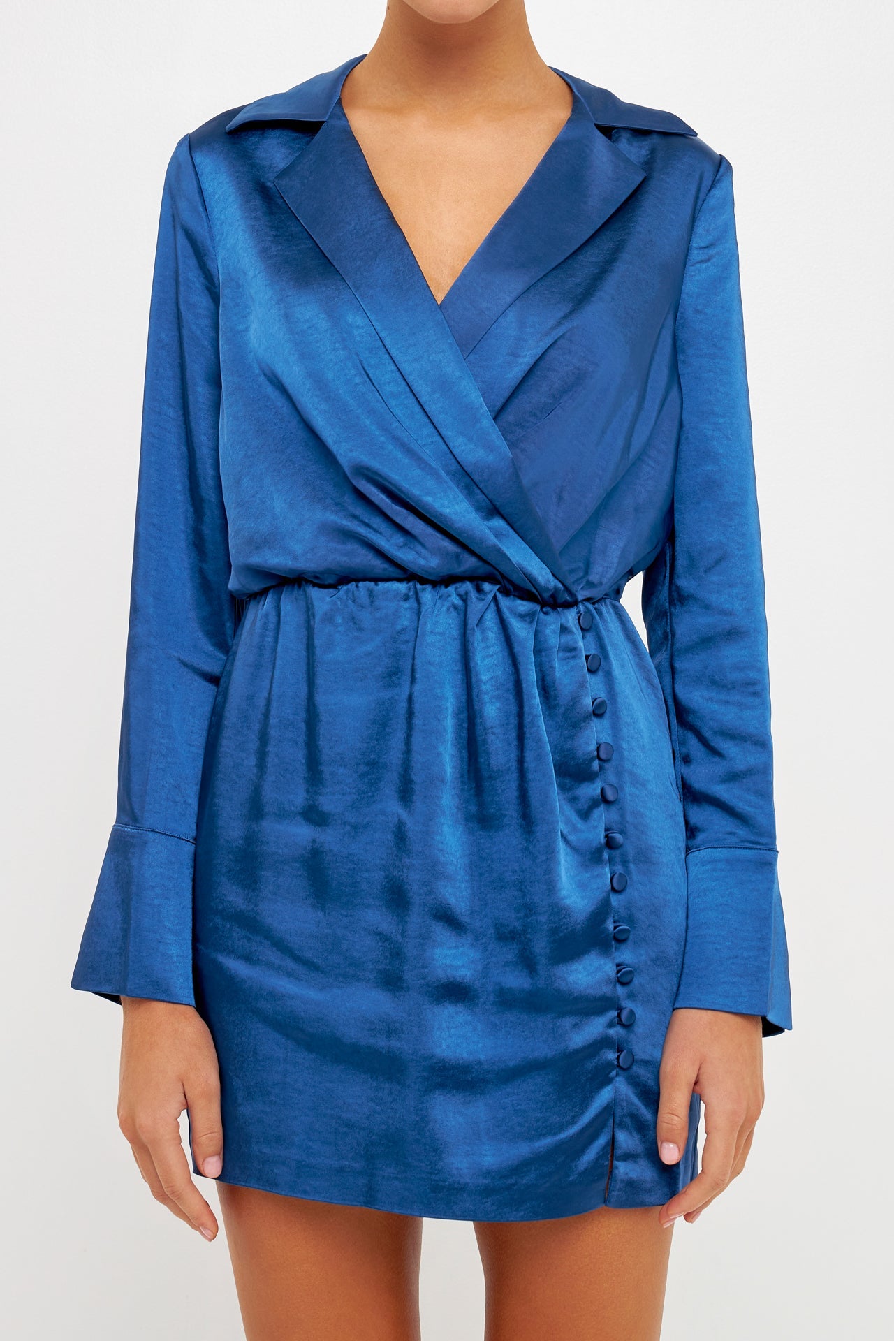 ENDLESS ROSE - Long Sleeve Satin Mini Dress - DRESSES available at Objectrare
