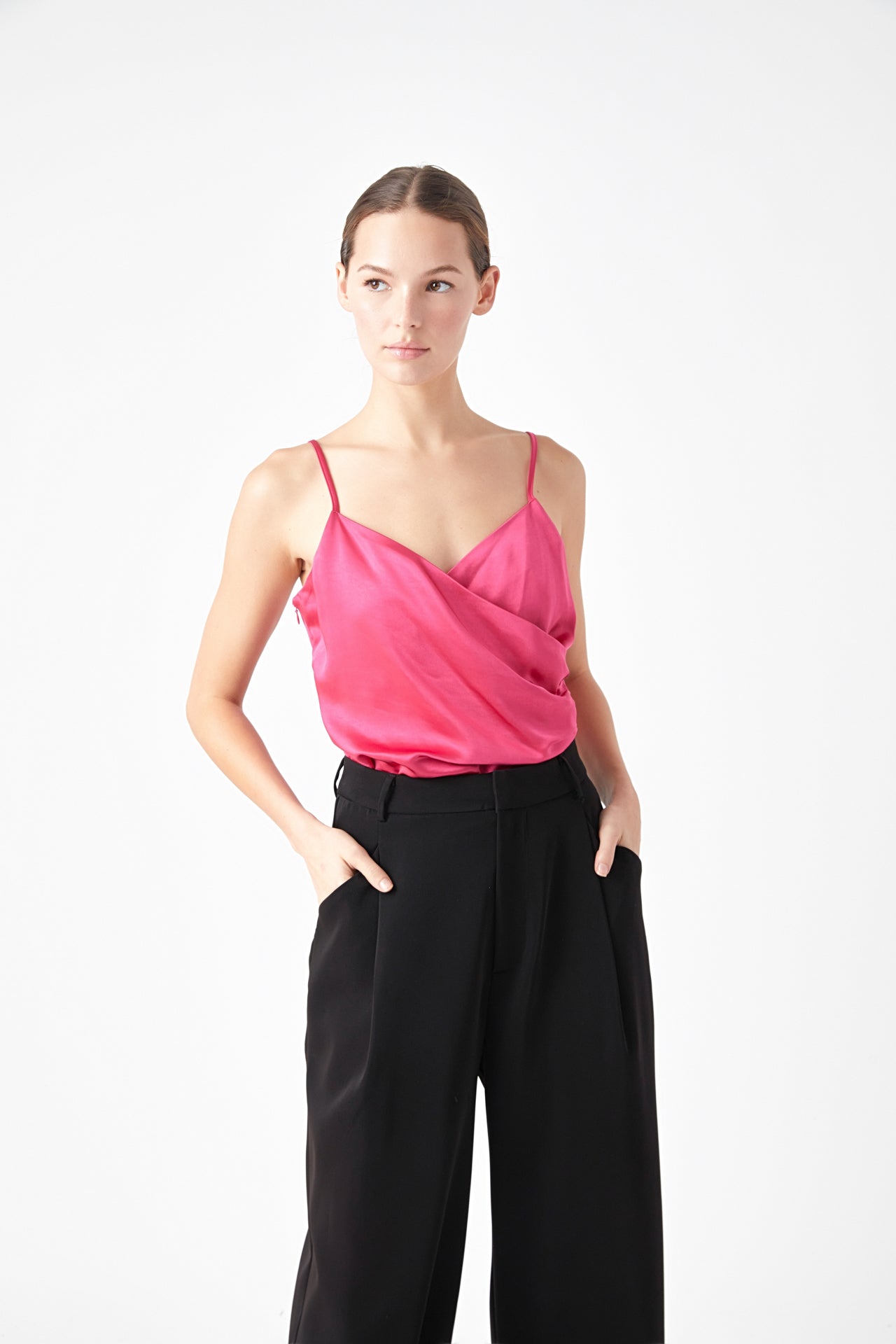 ENDLESS ROSE - Wrap Over Satin Camisole - CAMI TOPS & TANK available at Objectrare
