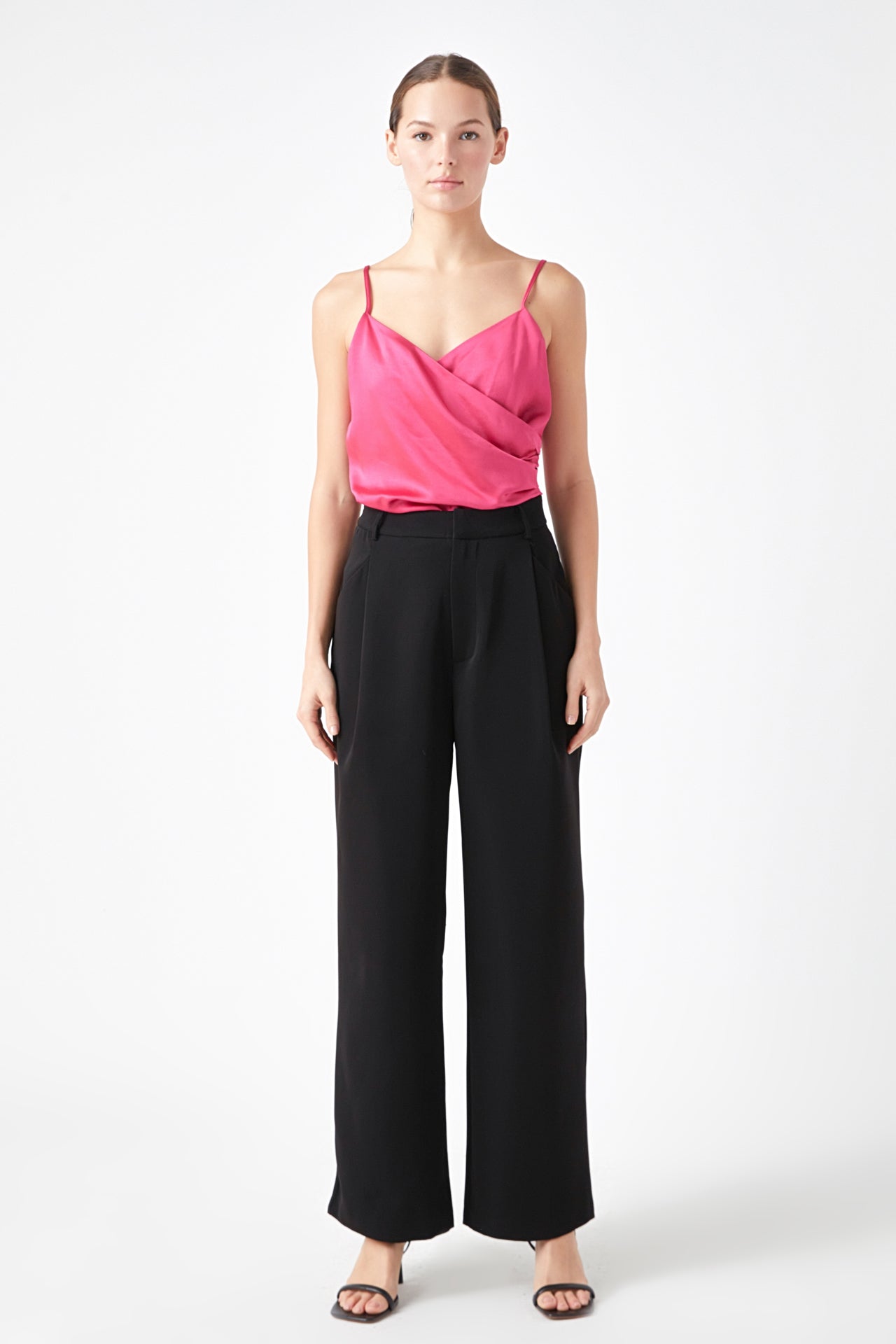 ENDLESS ROSE - Wrap Over Satin Camisole - CAMI TOPS & TANK available at Objectrare