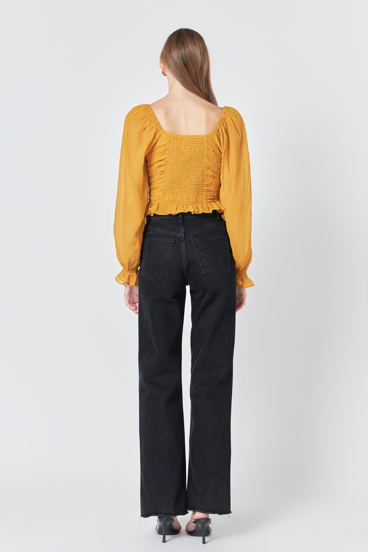 ENDLESS ROSE - Chiffon Gridded Ruched Top - TOPS available at Objectrare