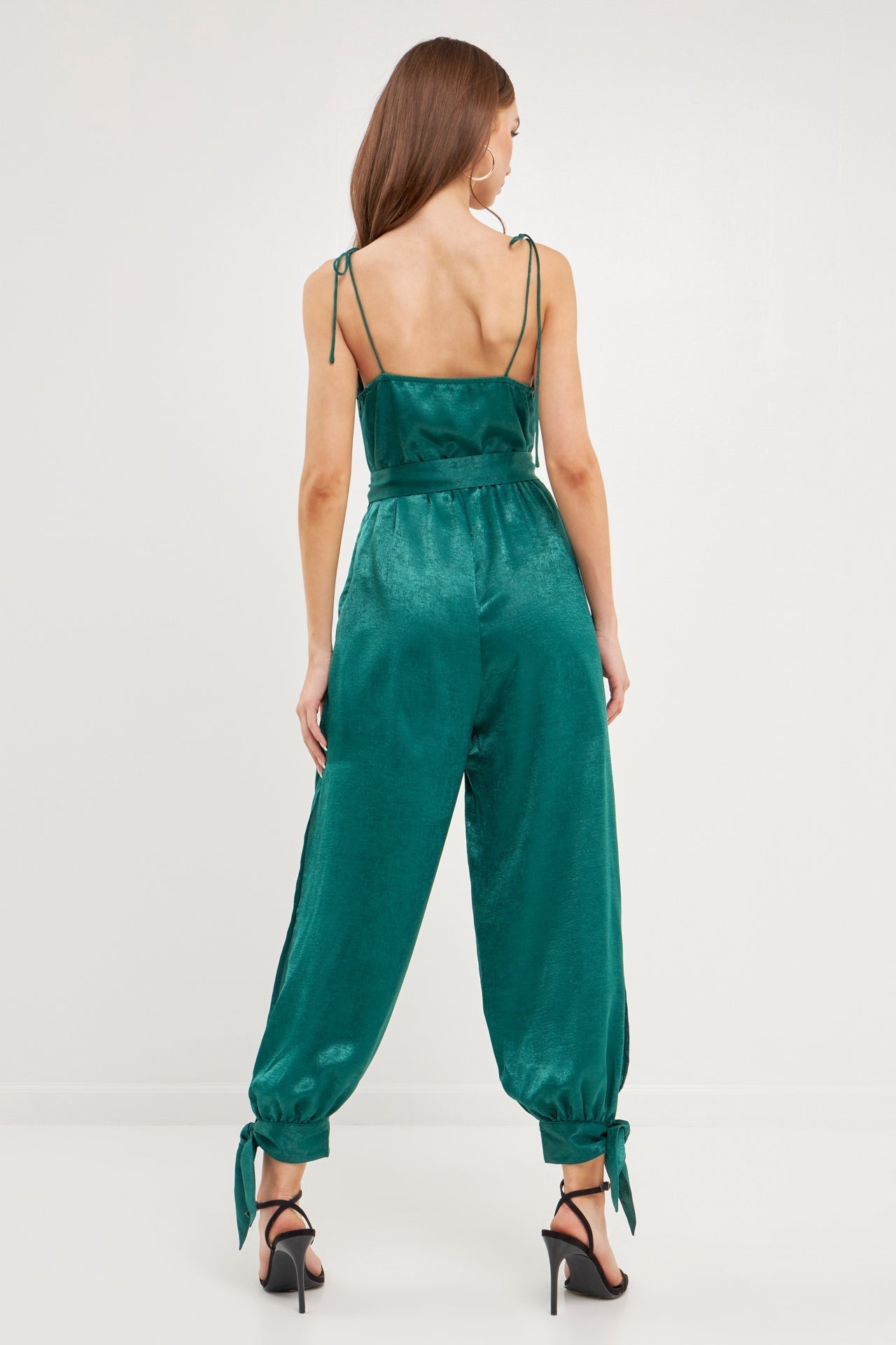ENDLESS ROSE - Side Bow Tie Slit Jumpsuit - JUMPSUITS available at Objectrare