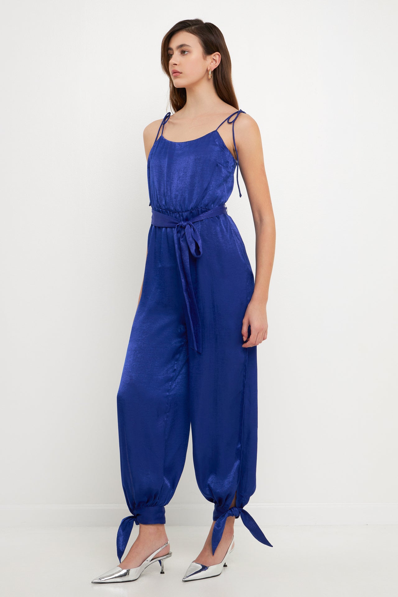 ENDLESS ROSE - Side Bow Tie Slit Jumpsuit - JUMPSUITS available at Objectrare