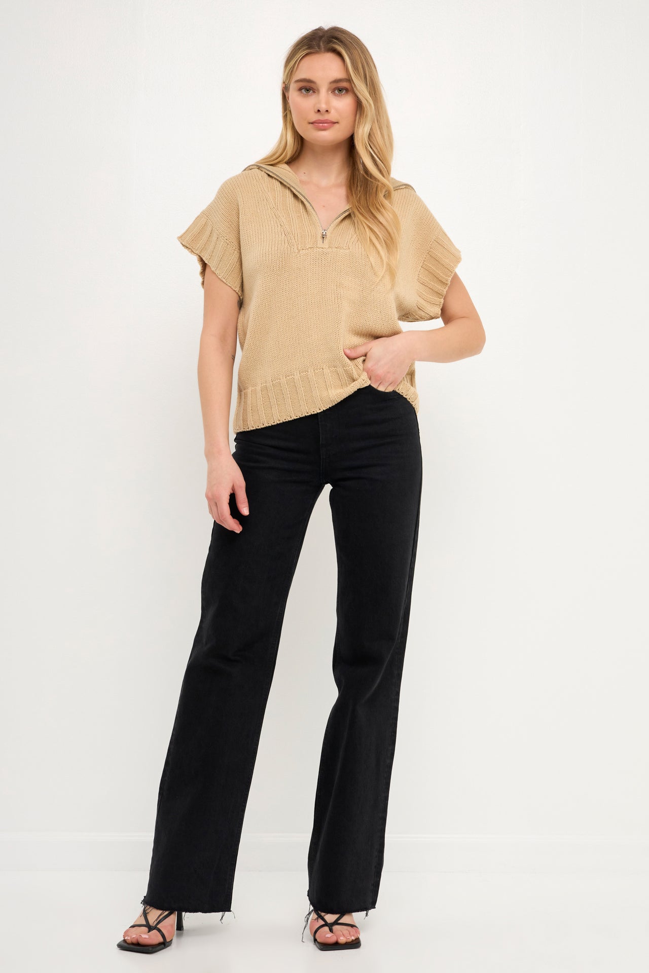 ENGLISH FACTORY - Zip Mock Neck Vest - SWEATERS & KNITS available at Objectrare