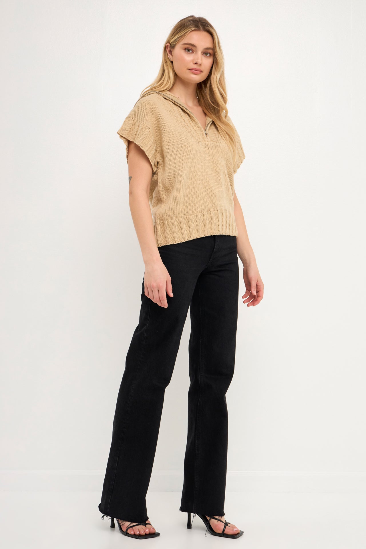 ENGLISH FACTORY - Zip Mock Neck Vest - SWEATERS & KNITS available at Objectrare