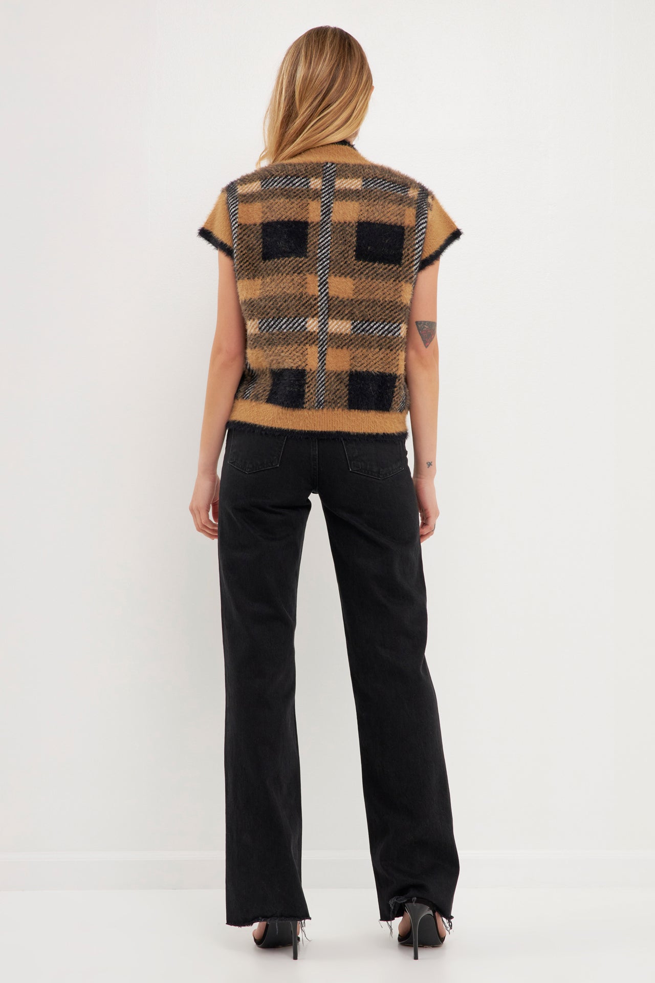 ENGLISH FACTORY - Plaid Sweater Vest - VESTS available at Objectrare