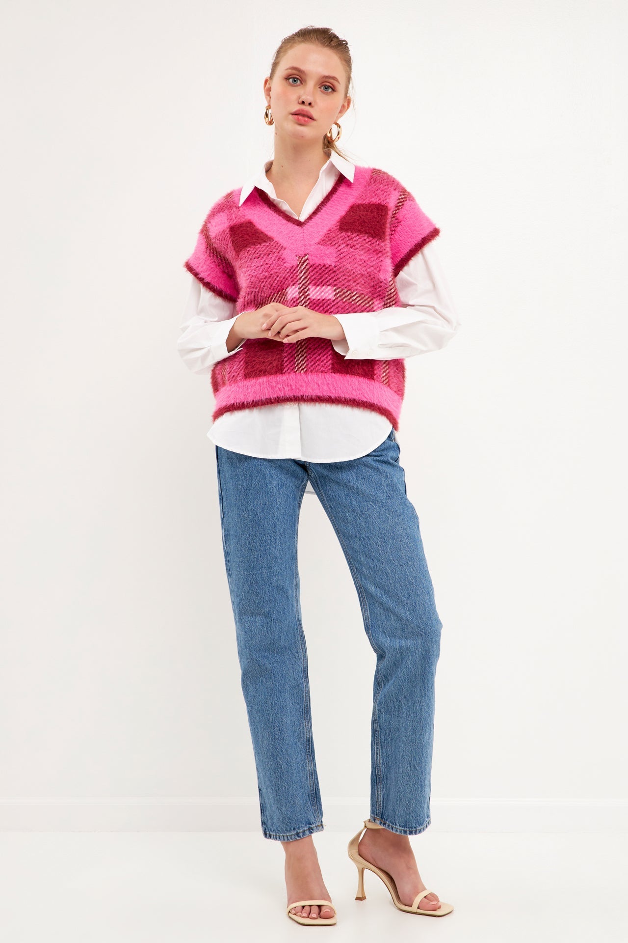 ENGLISH FACTORY - Plaid Sweater Vest - VESTS available at Objectrare