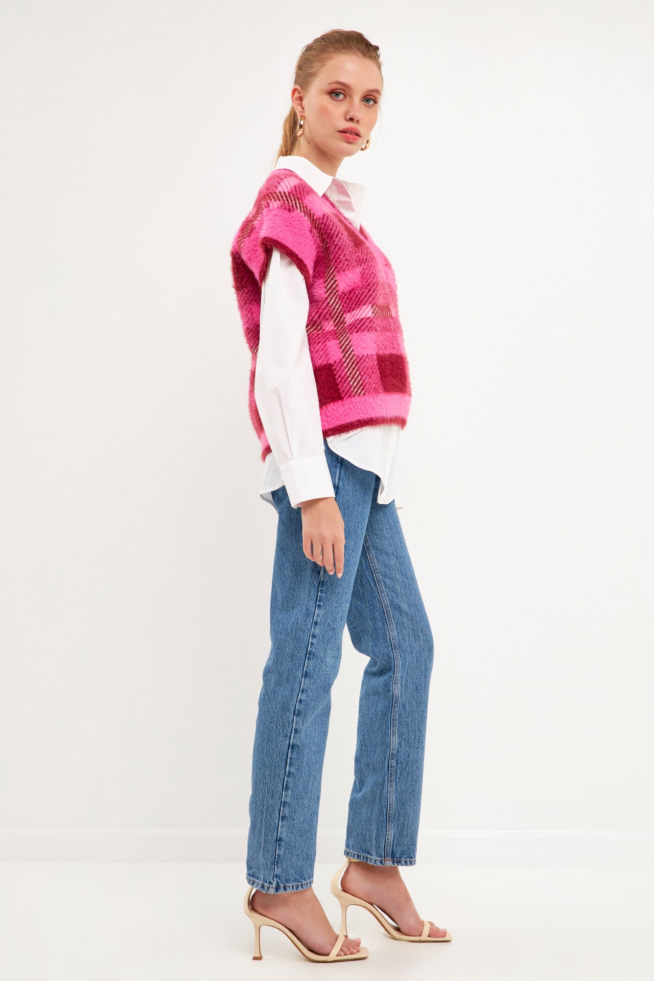 ENGLISH FACTORY - Plaid Sweater Vest - VESTS available at Objectrare
