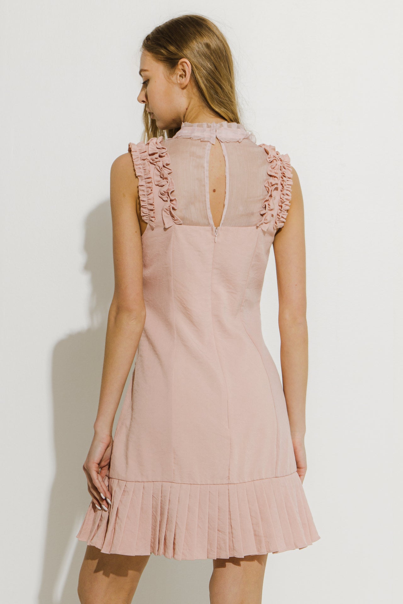 ENDLESS ROSE - Mixed Media A Line Dress with Ruffle Details - DRESSES available at Objectrare