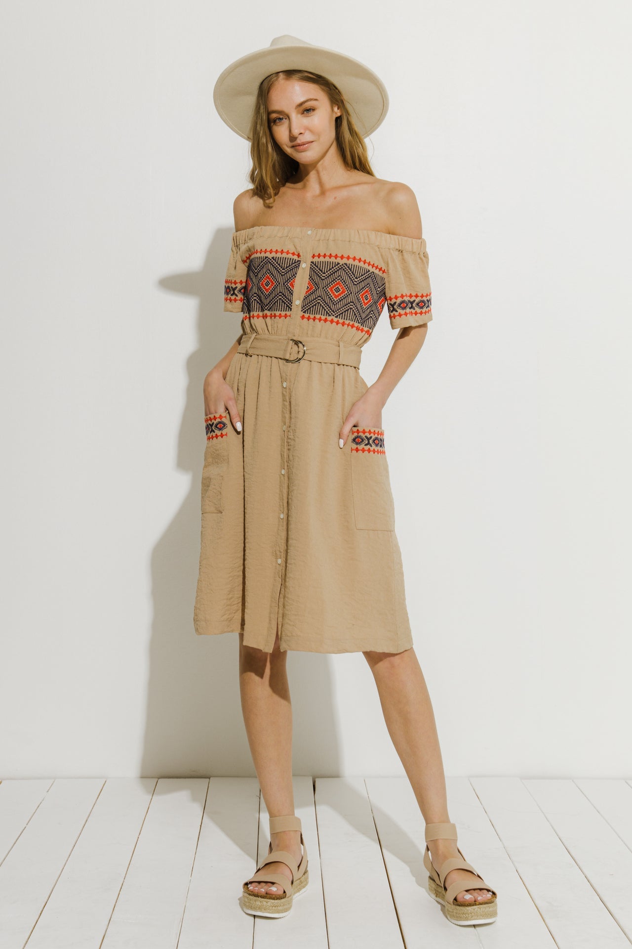 ENDLESS ROSE - Off the Shoulder Embroidered Dress - DRESSES available at Objectrare
