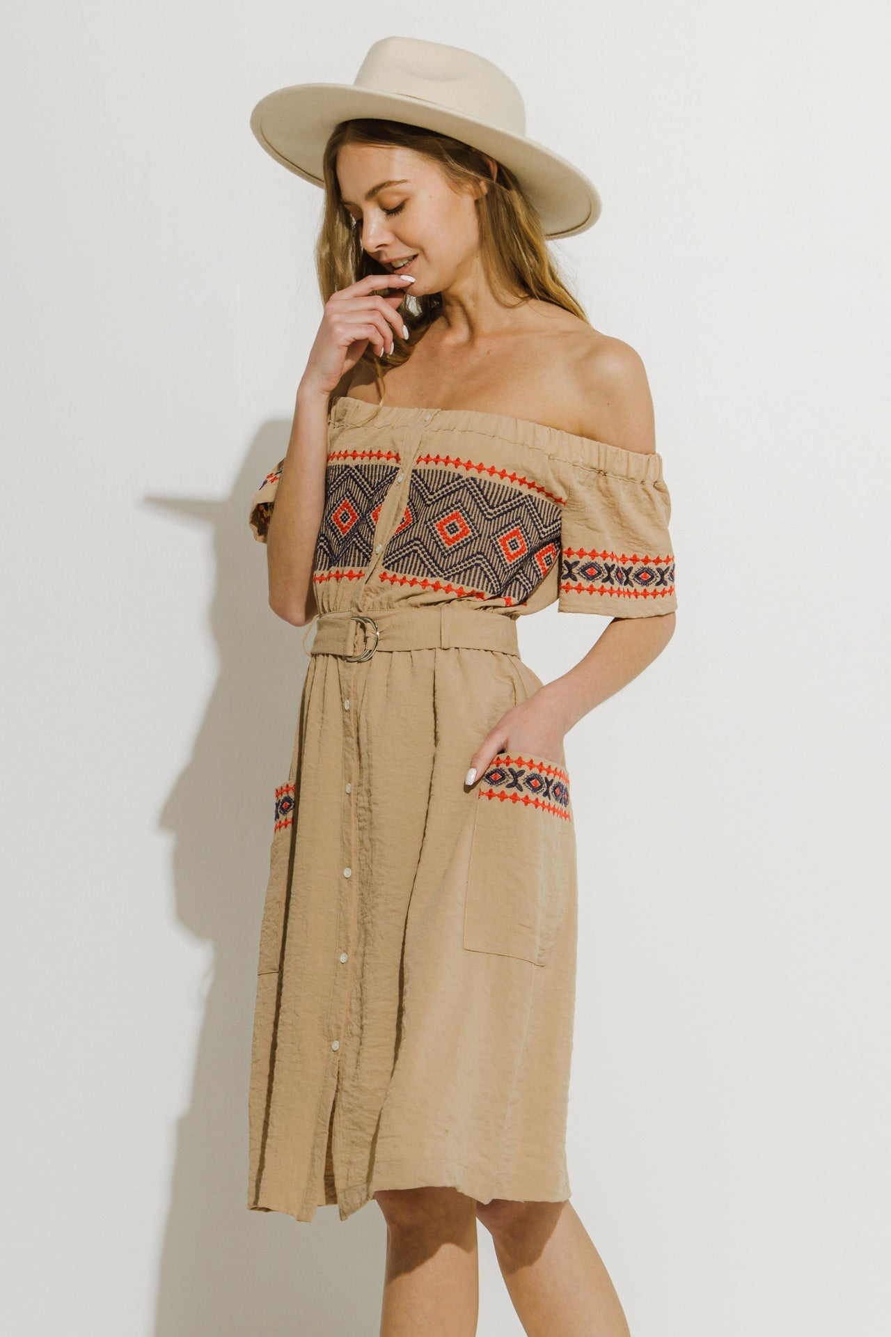 ENDLESS ROSE - Off the Shoulder Embroidered Dress - DRESSES available at Objectrare