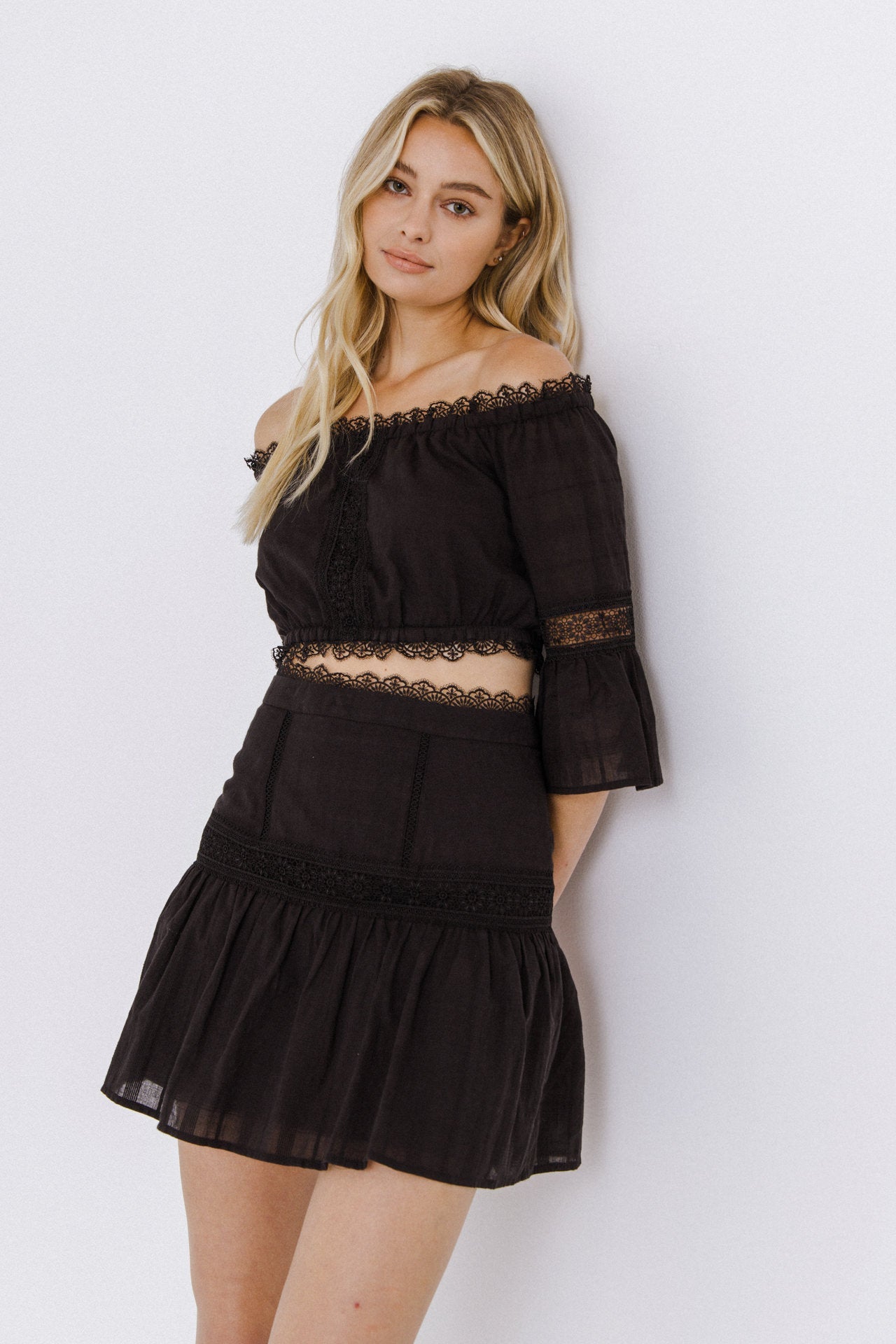 ENDLESS ROSE - Yoke Flared Mini Skirt - SKIRTS available at Objectrare