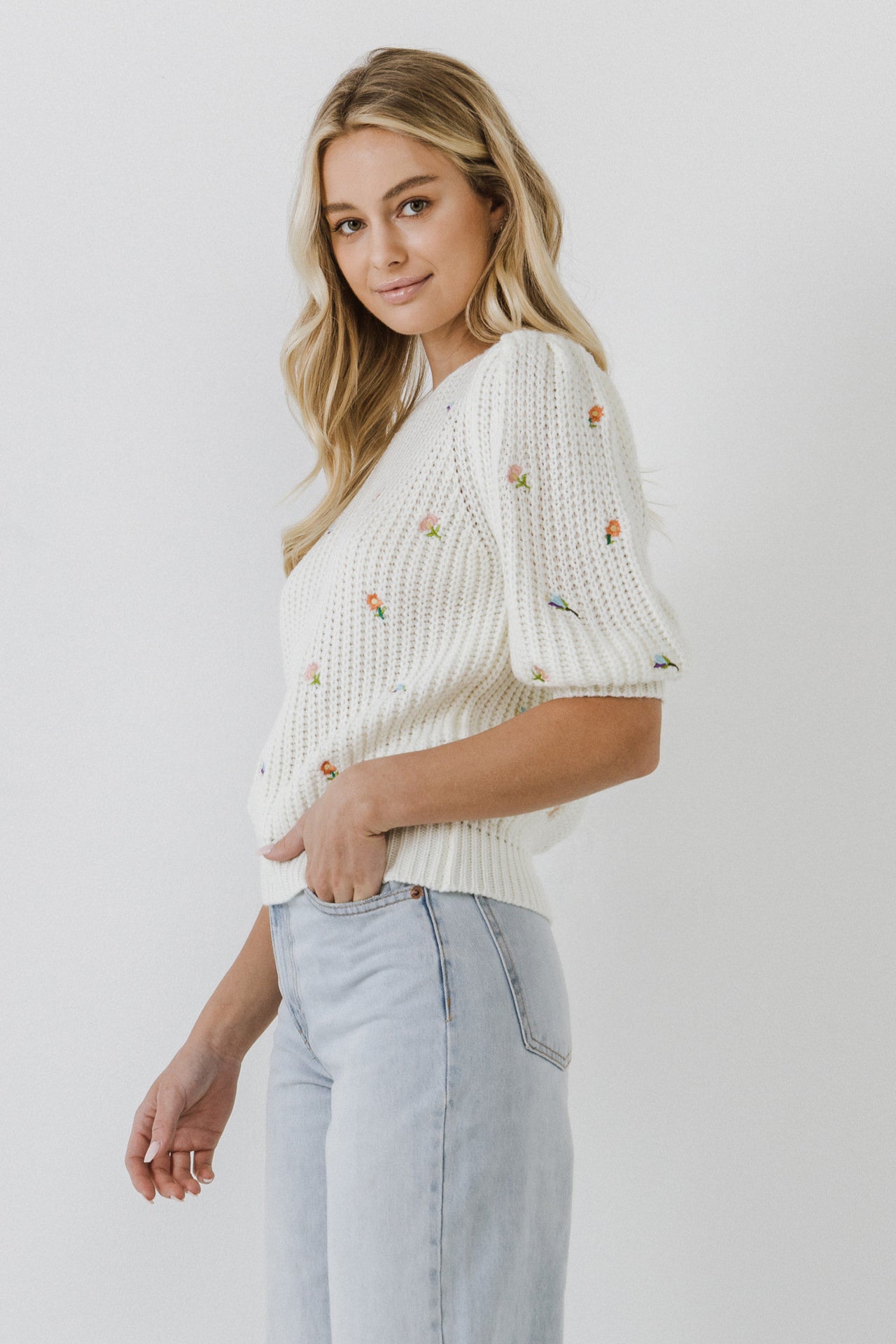 ENGLISH FACTORY - Floral Embroidery Sweater - SWEATERS & KNITS available at Objectrare