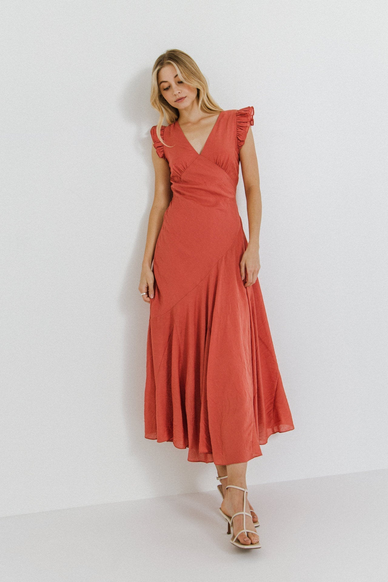 ENDLESS ROSE - Asymmetrical Ruffle Maxi Dress - DRESSES available at Objectrare