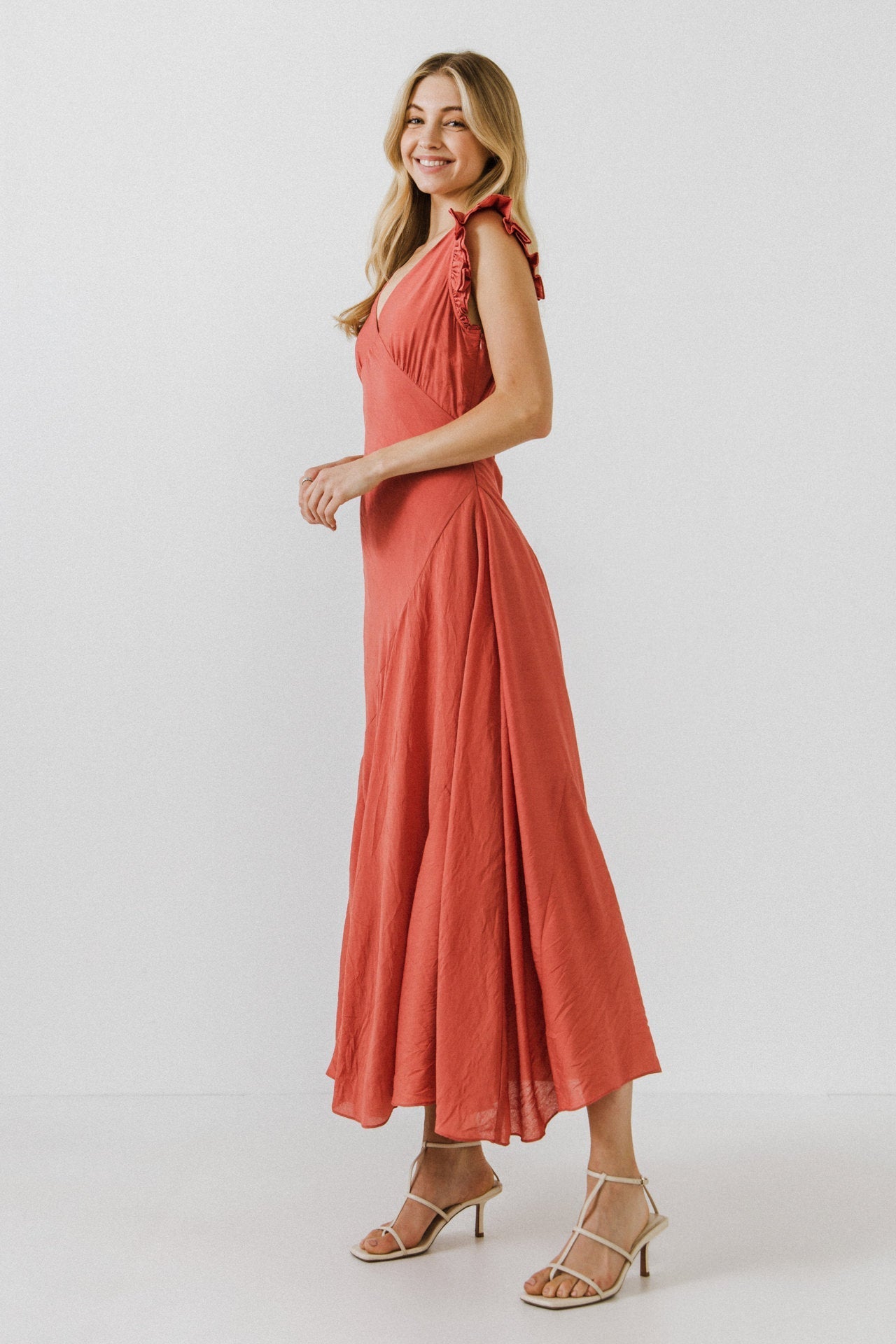 ENDLESS ROSE - Asymmetrical Ruffle Maxi Dress - DRESSES available at Objectrare