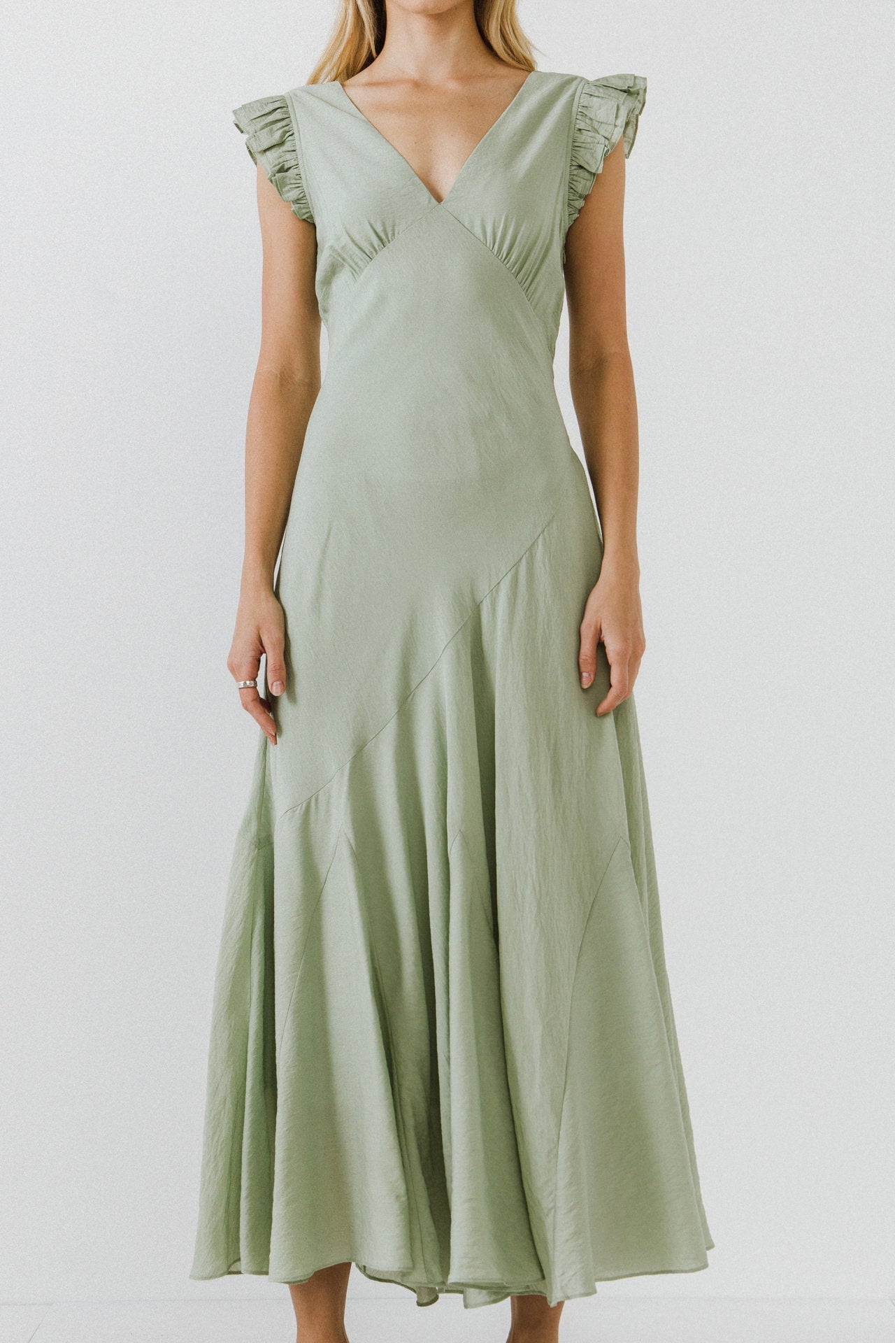 ENDLESS ROSE - Asymmetrical Ruffle Maxi Dress - DRESSES available at Objectrare
